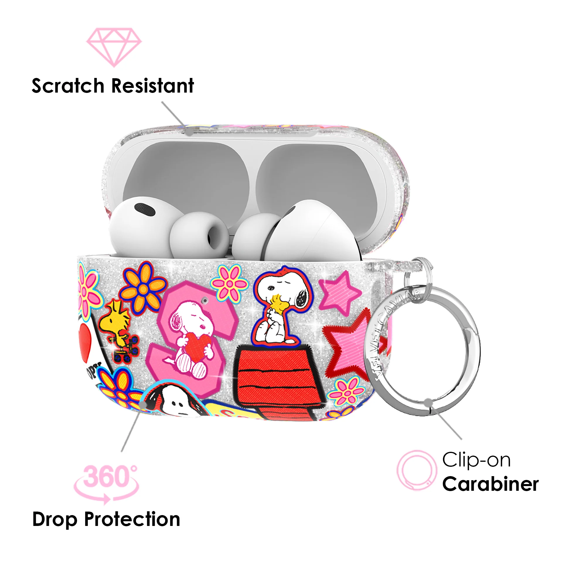 Snoopy Patchwork Glitter AirPod Case - Image 23