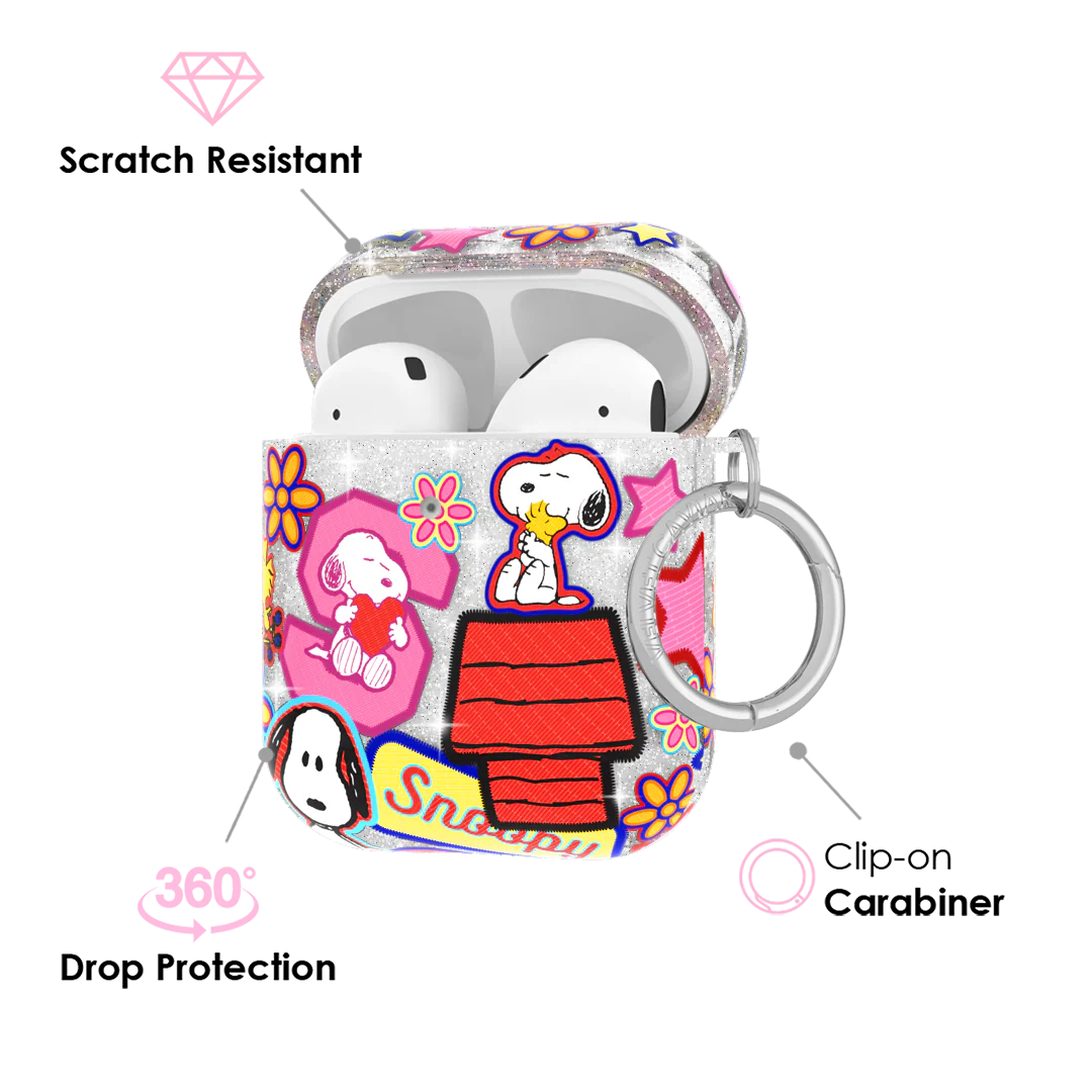 Snoopy Patchwork Glitter AirPod Case - Image 3
