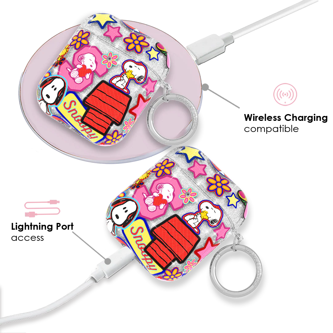 Snoopy Patchwork Glitter AirPod Case - Image 4