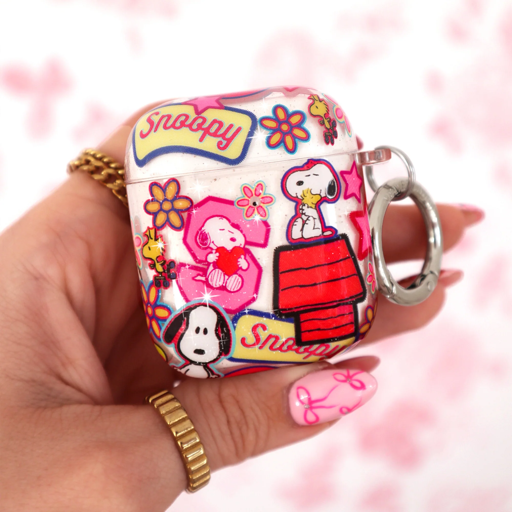 Snoopy Patchwork Glitter AirPod Case - Image 7