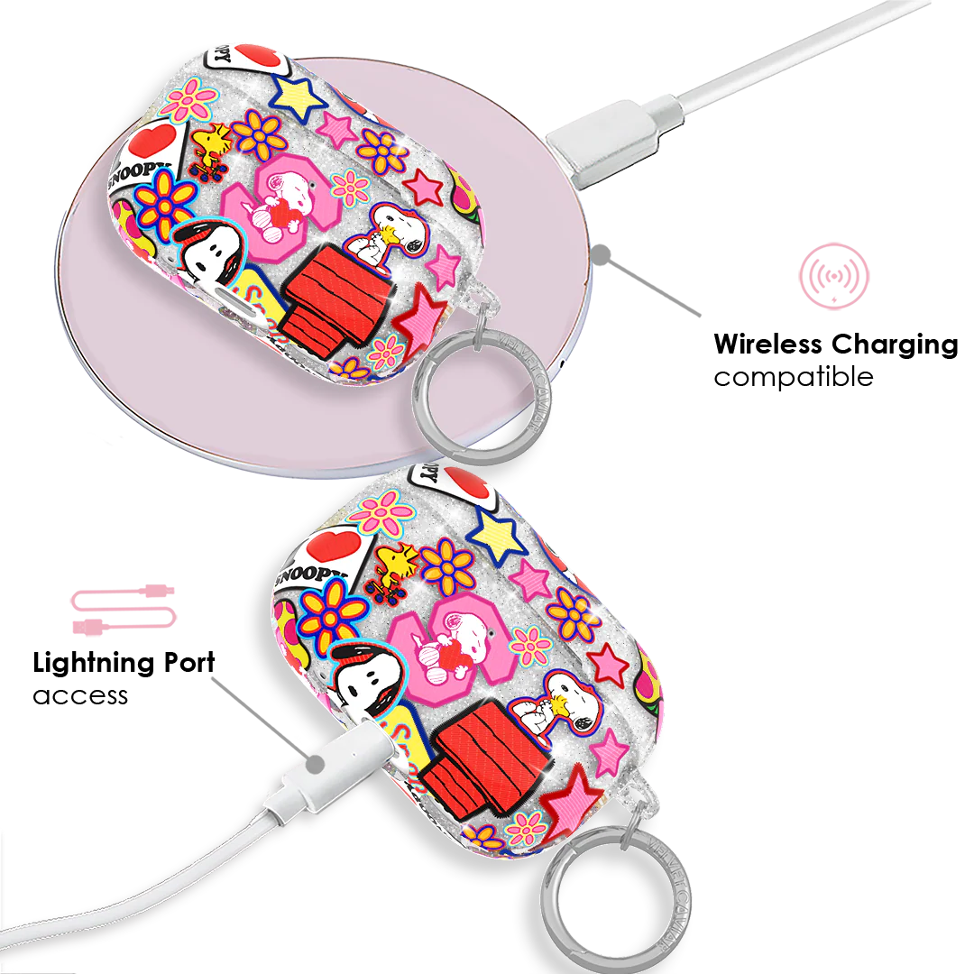 Snoopy Patchwork Glitter AirPod Case - Image 9