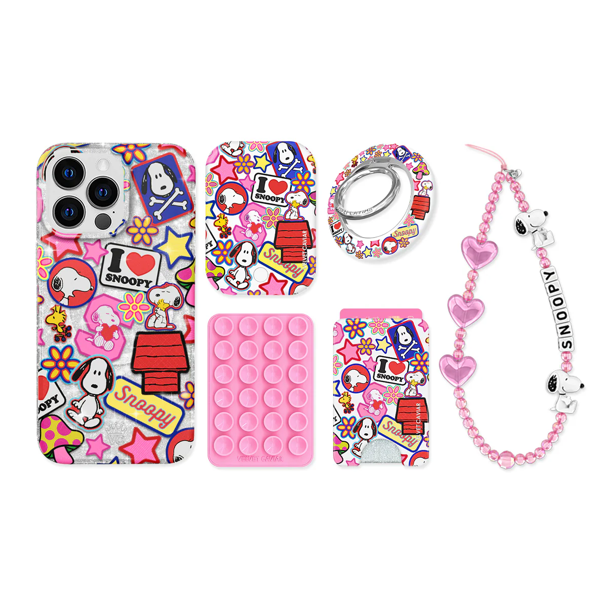 Snoopy Patchwork Glitter iPhone Bundle Set - Image 2