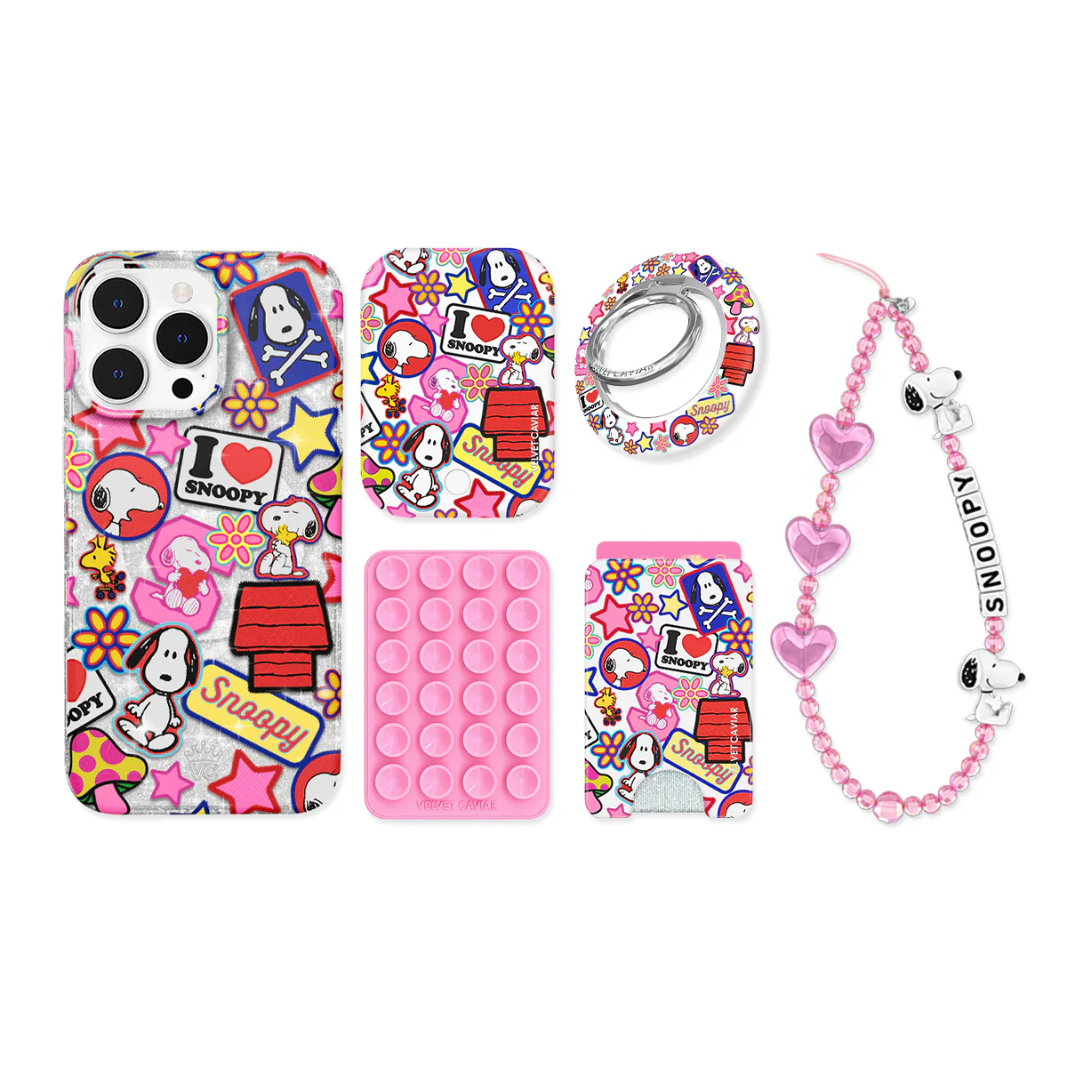 Snoopy Patchwork Glitter iPhone Bundle Set - Image 6