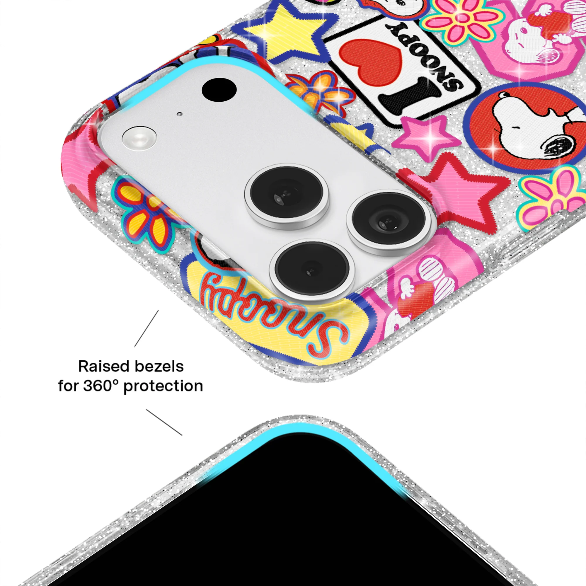 Snoopy Patchwork Glitter iPhone Case - Image 93