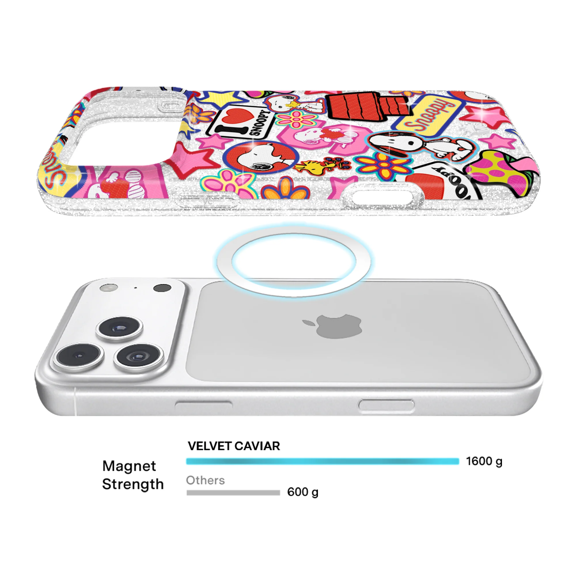 Snoopy Patchwork Glitter iPhone Case - Image 94