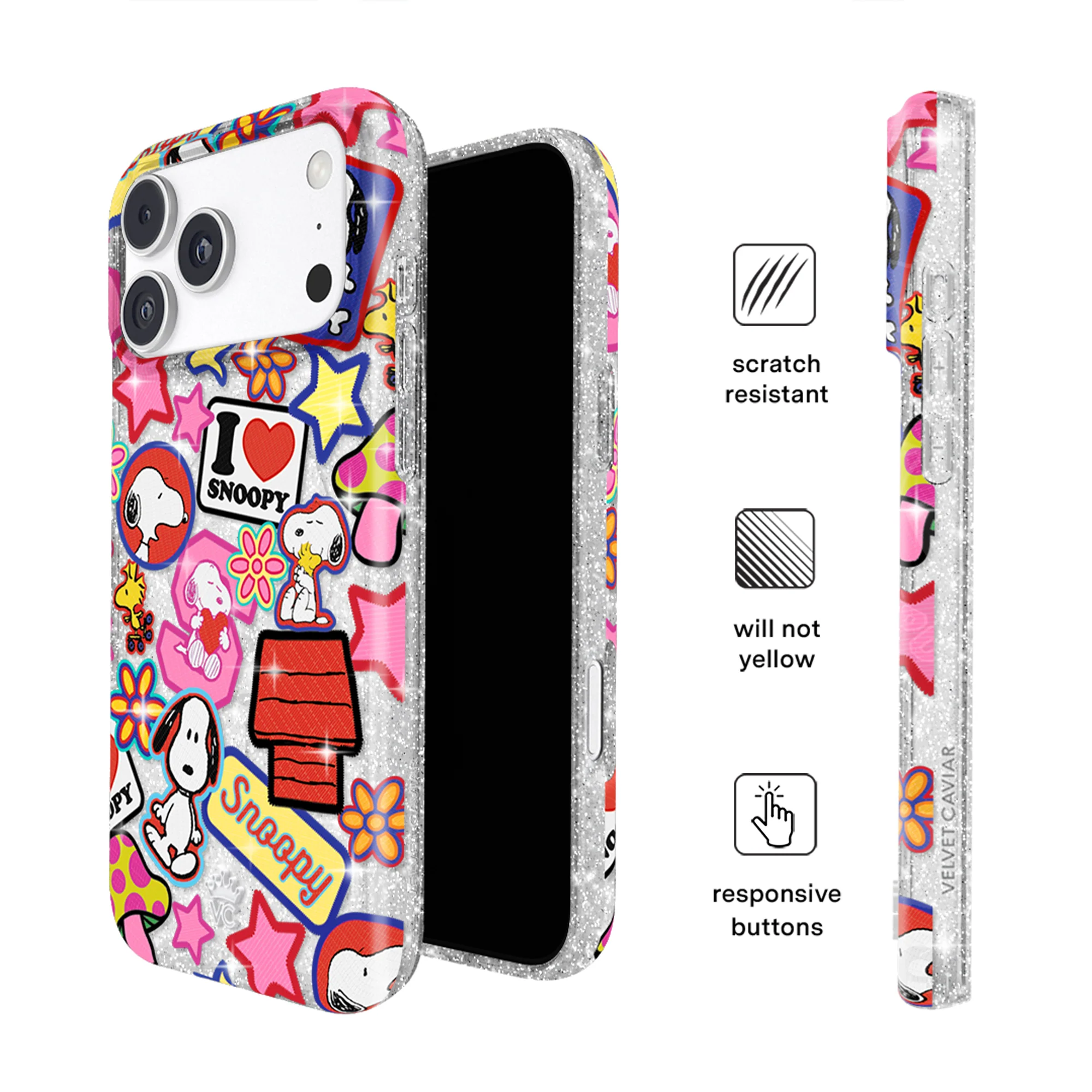 Snoopy Patchwork Glitter iPhone Case - Image 95