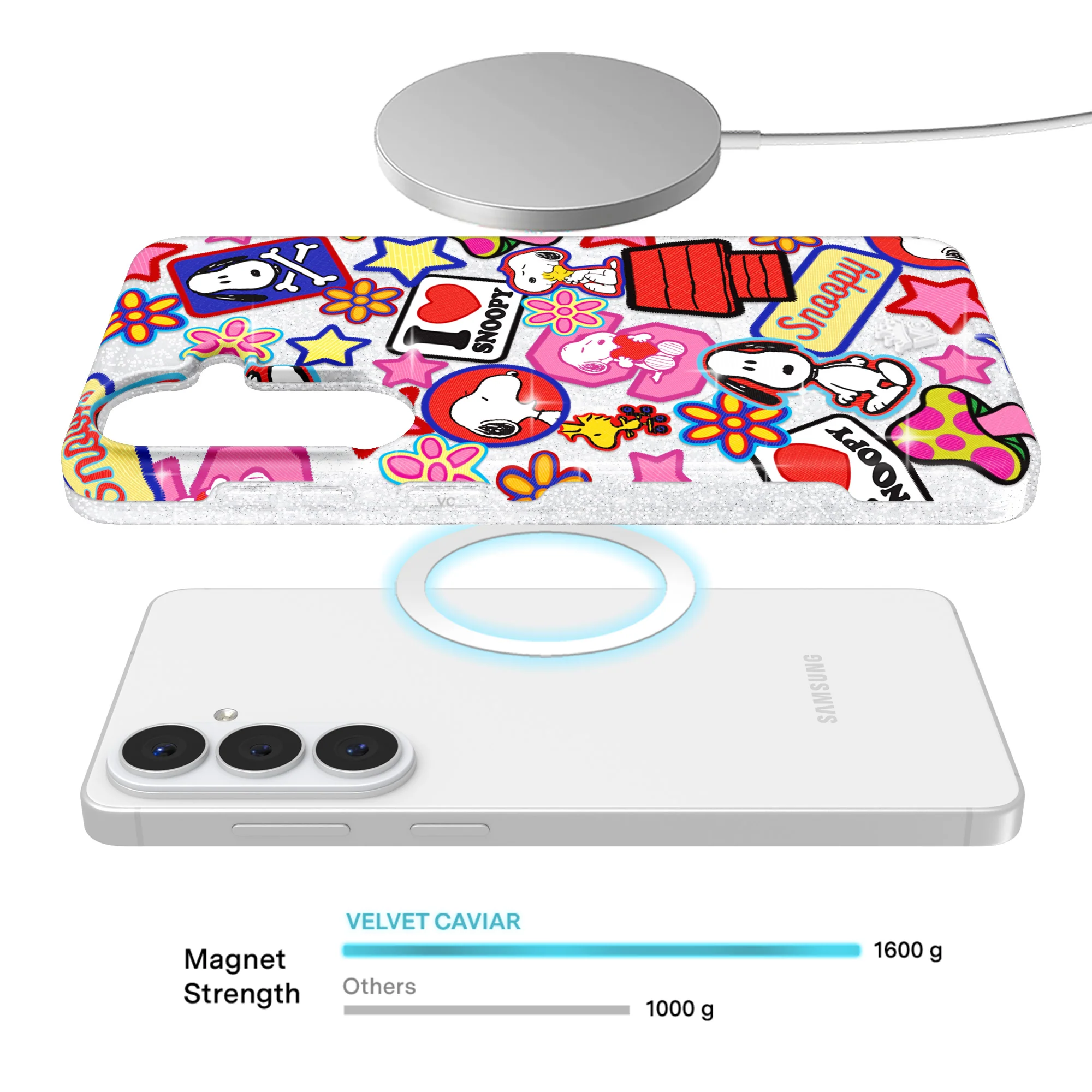 Snoopy Patchwork Glitter Samsung Case - Image 71