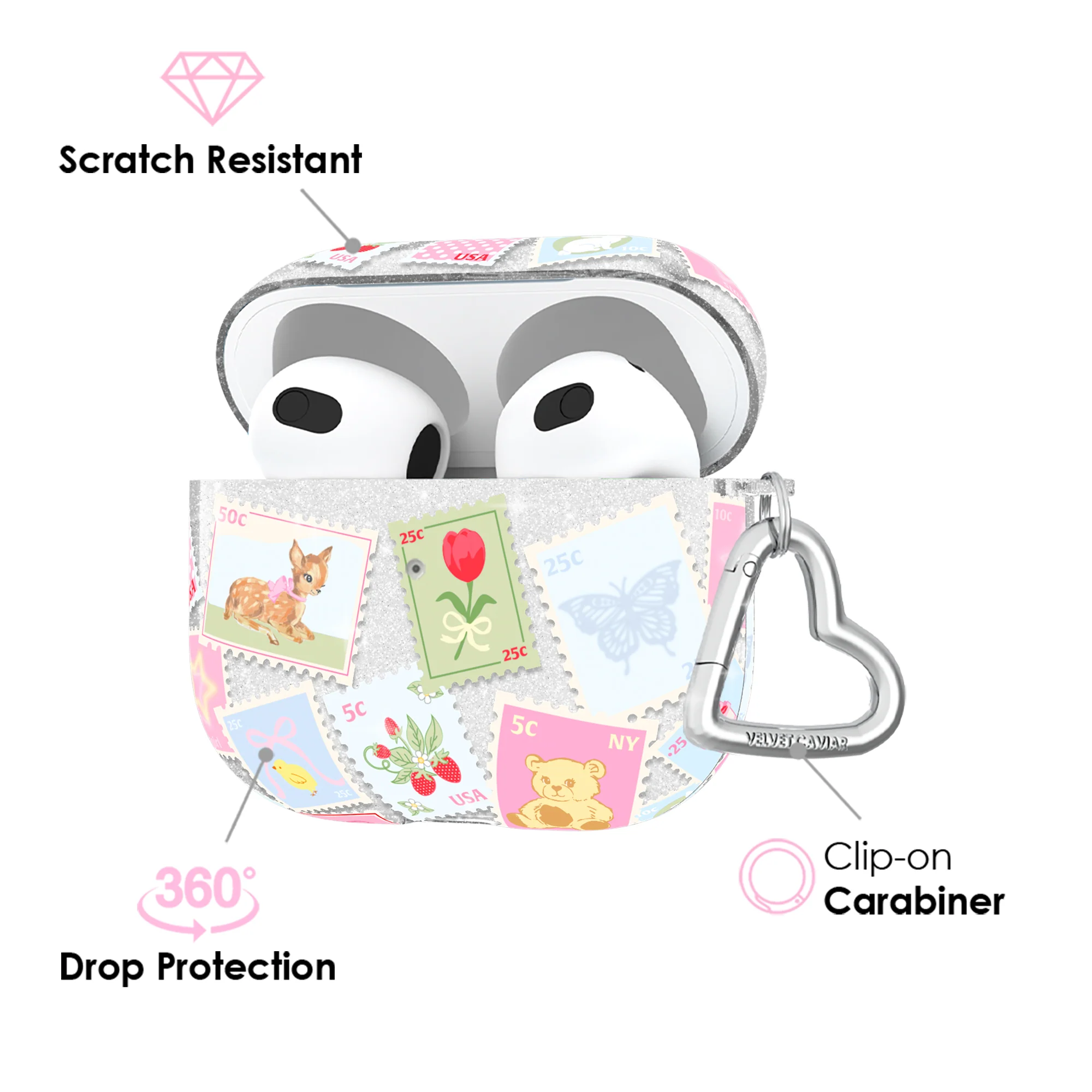 Spring Whimsy Stamps Glitter AirPod Case - Image 10
