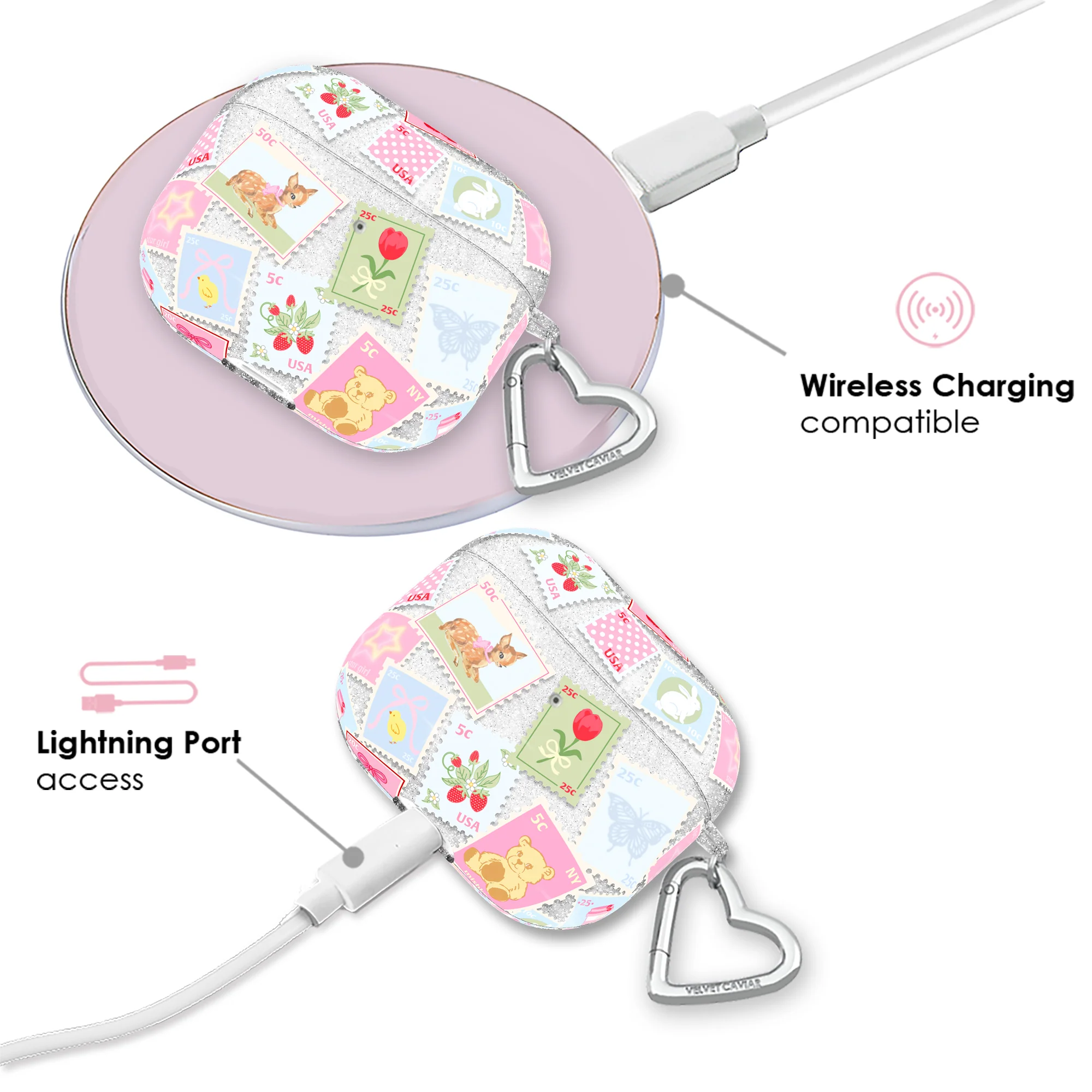 Spring Whimsy Stamps Glitter AirPod Case - Image 12