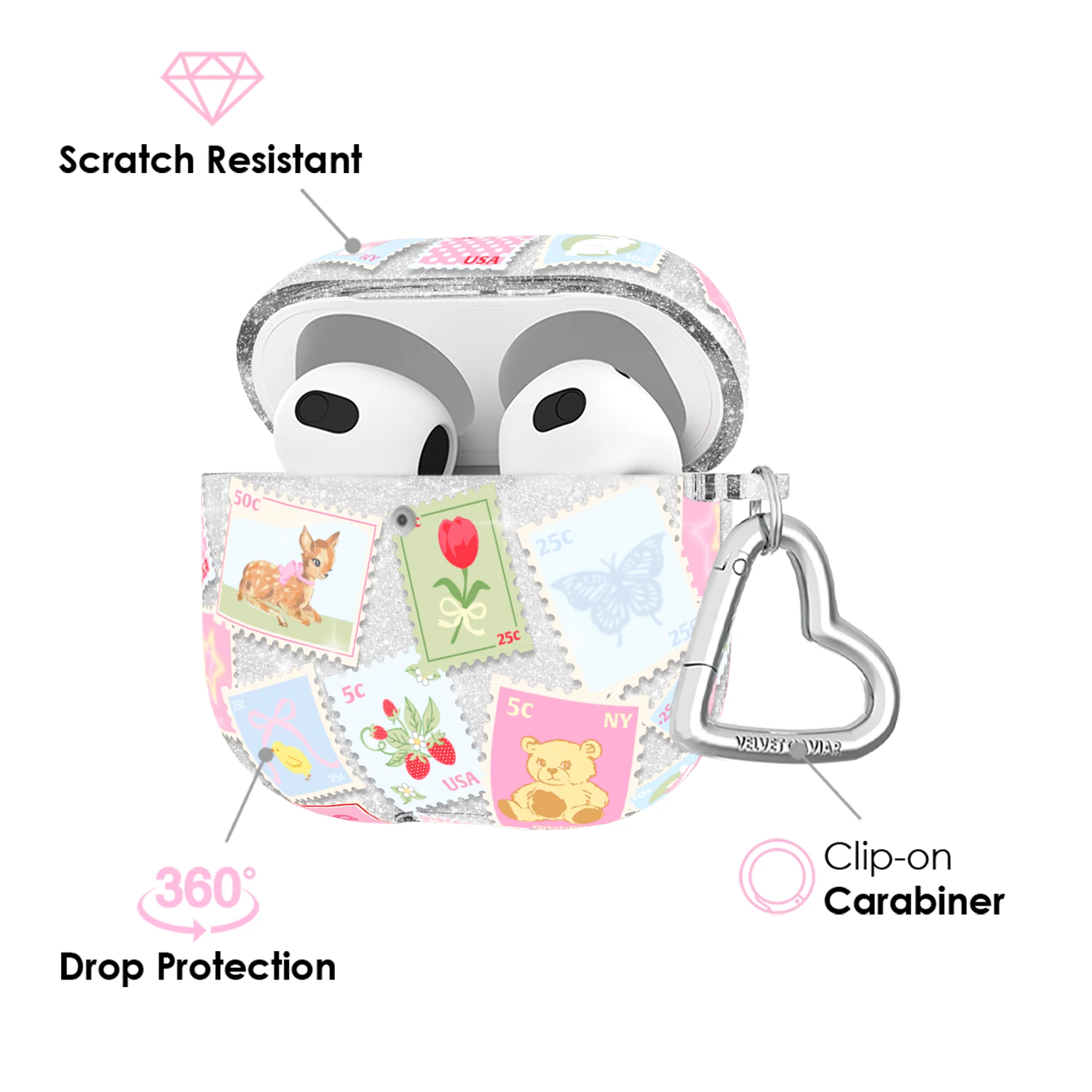 Spring Whimsy Stamps Glitter AirPod Case - Image 17