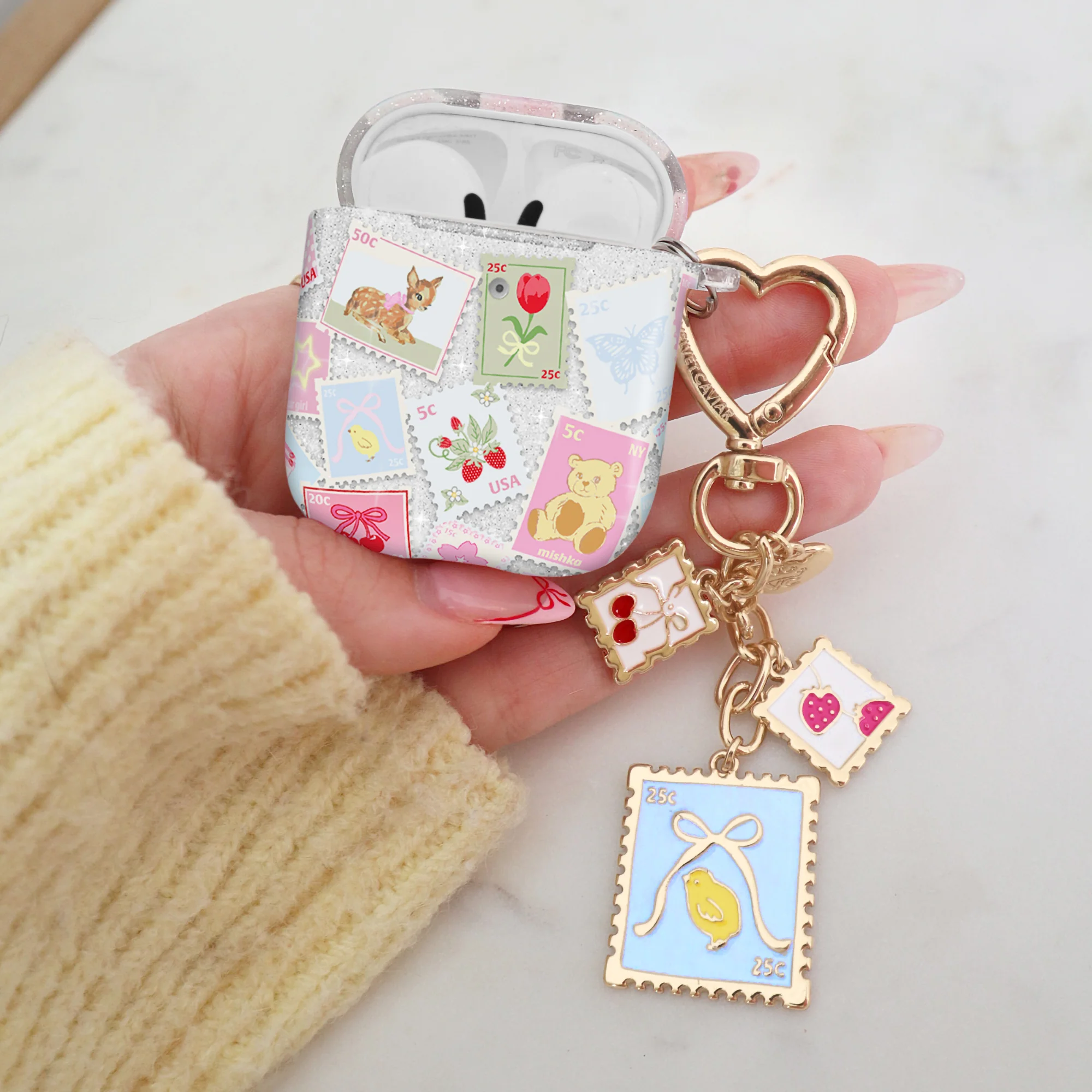 Spring Whimsy Stamps Glitter AirPod Case - Image 18