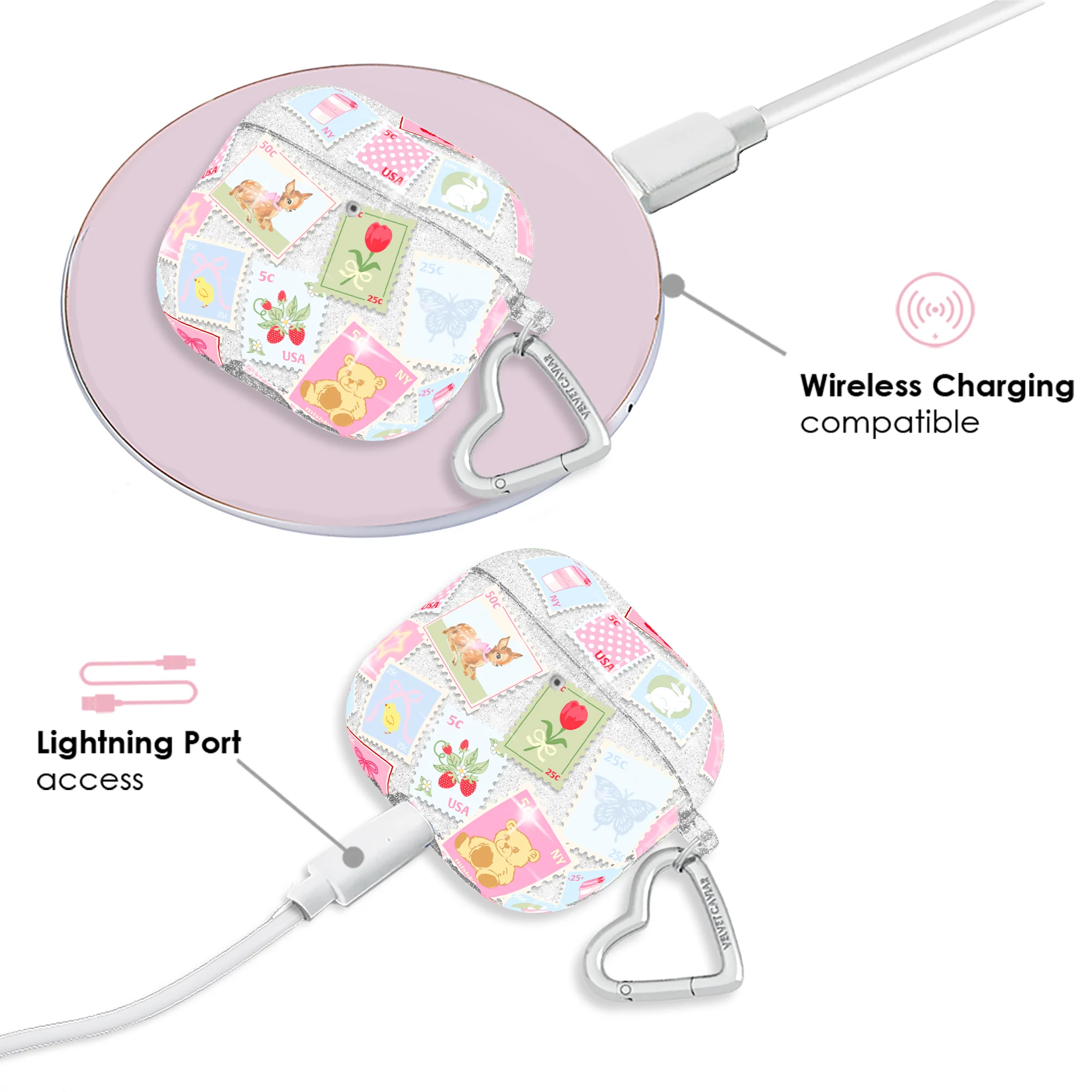 Spring Whimsy Stamps Glitter AirPod Case - Image 19