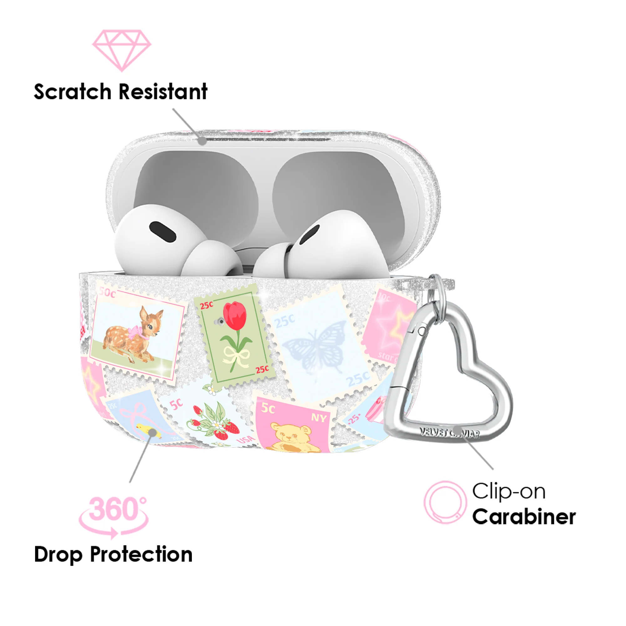 Spring Whimsy Stamps Glitter AirPod Case - Image 24