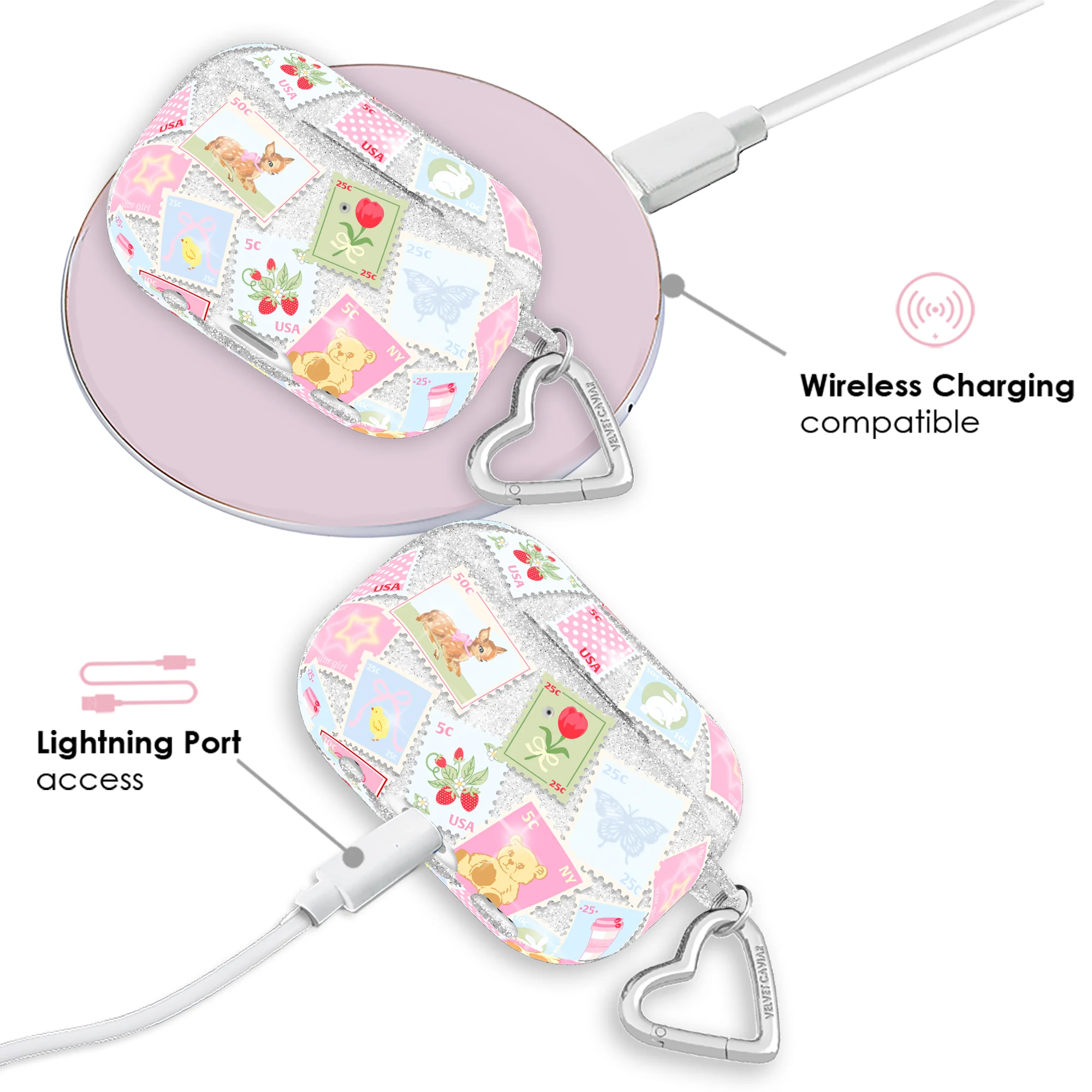Spring Whimsy Stamps Glitter AirPod Case - Image 26