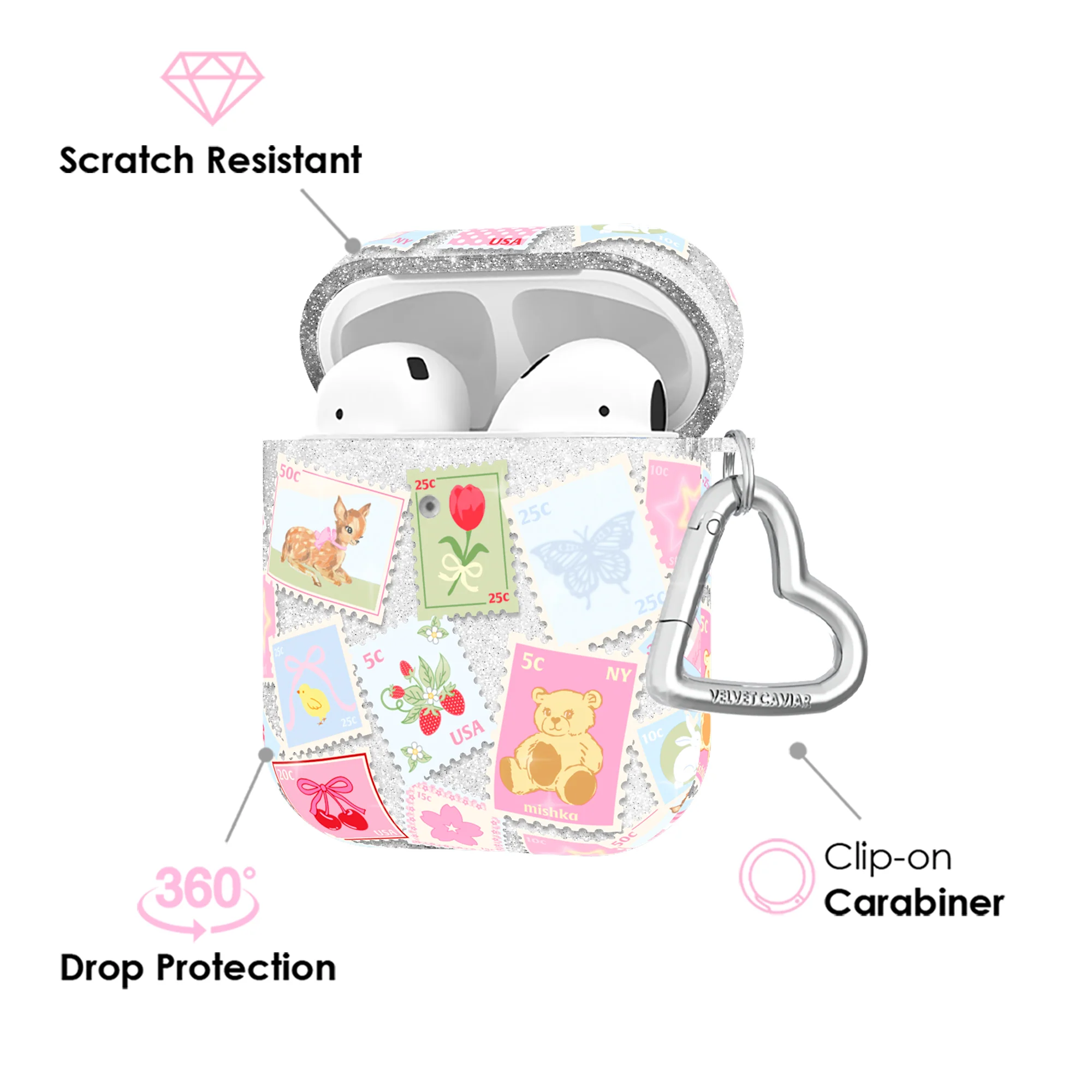 Spring Whimsy Stamps Glitter AirPod Case - Image 3