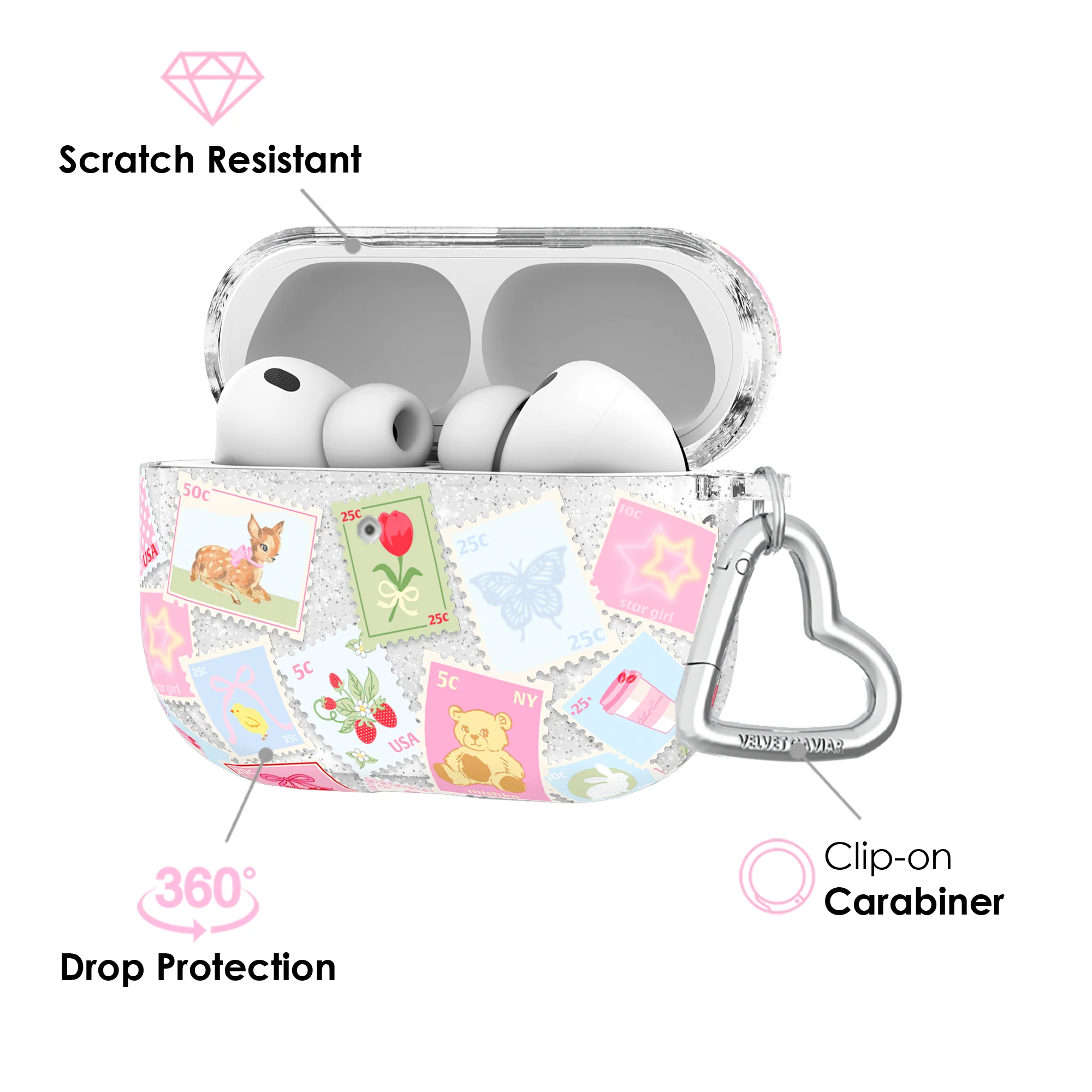 Spring Whimsy Stamps Glitter AirPod Case - Image 31