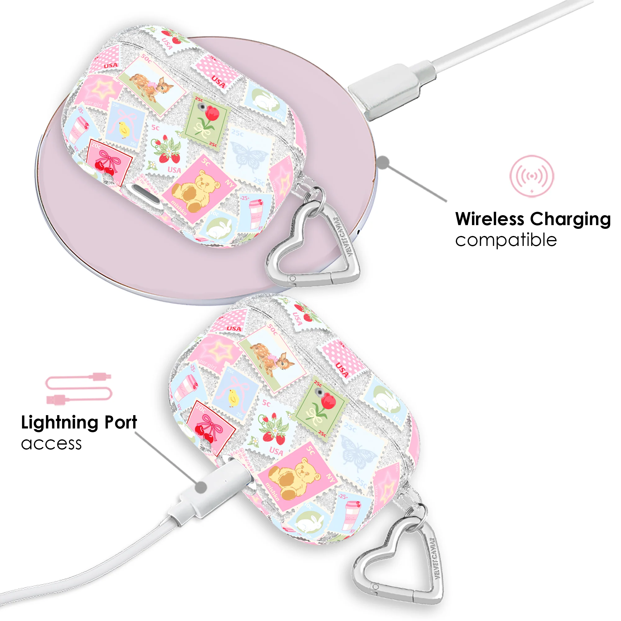 Spring Whimsy Stamps Glitter AirPod Case - Image 33