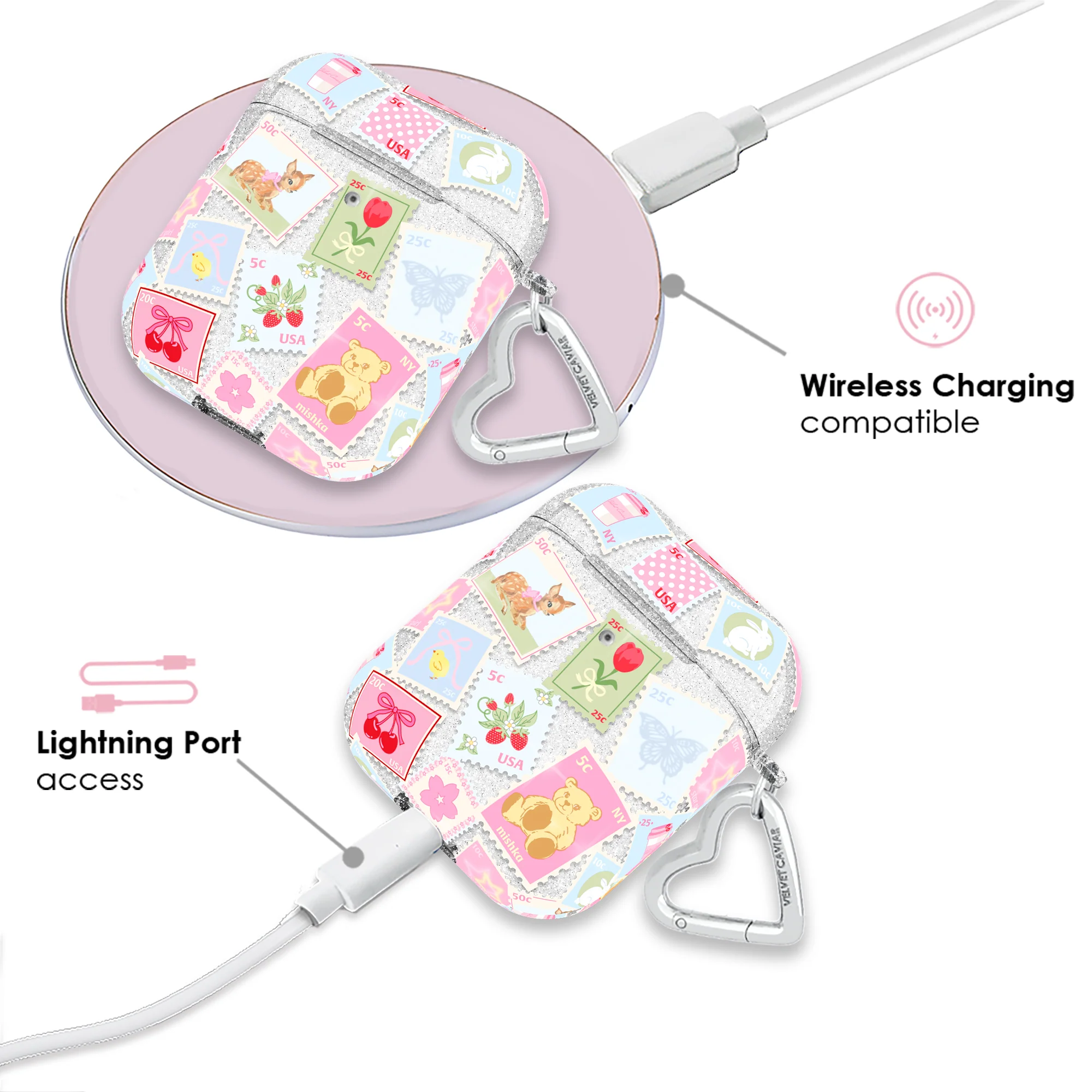 Spring Whimsy Stamps Glitter AirPod Case - Image 5