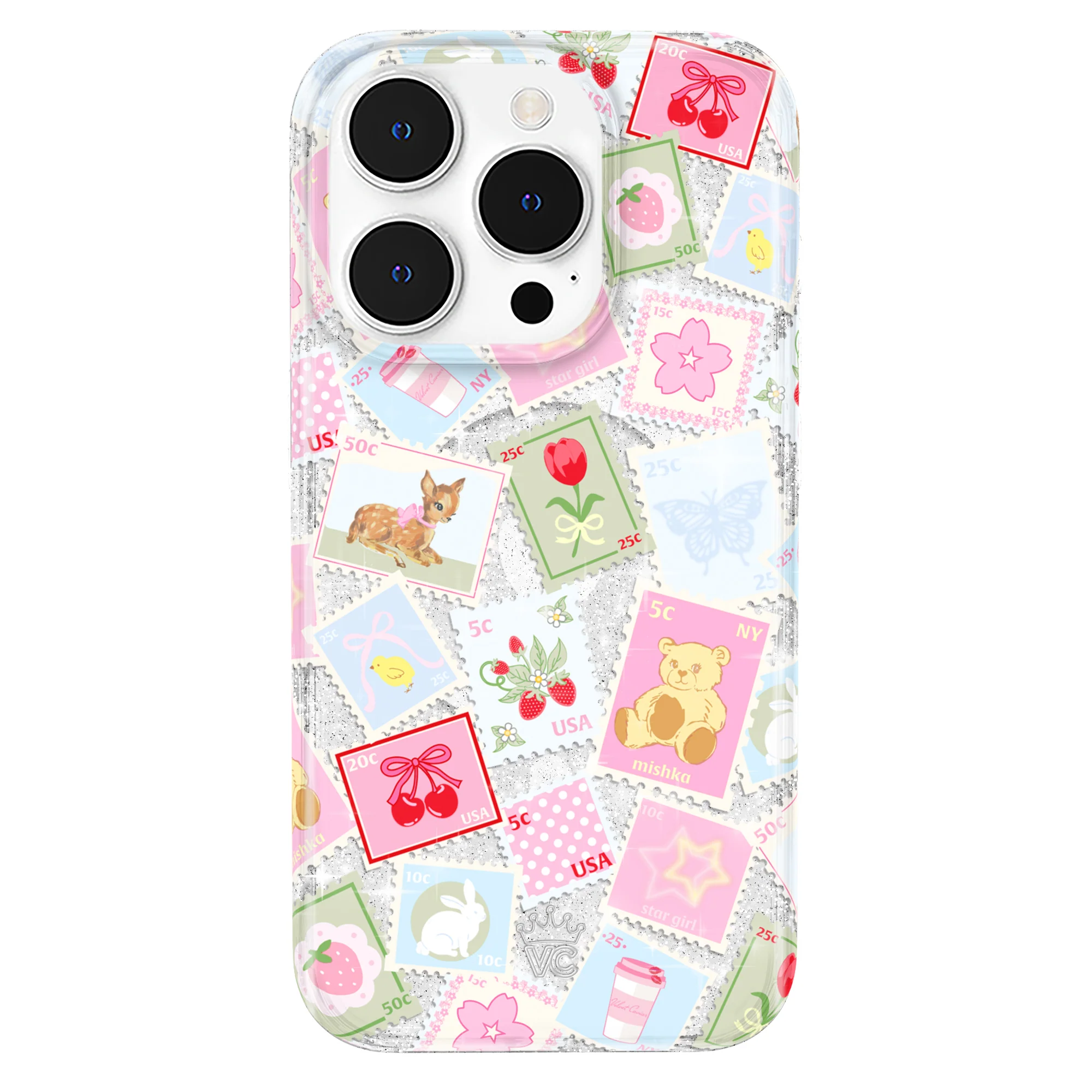 Spring Whimsy Stamps Glitter iPhone Case - Image 11