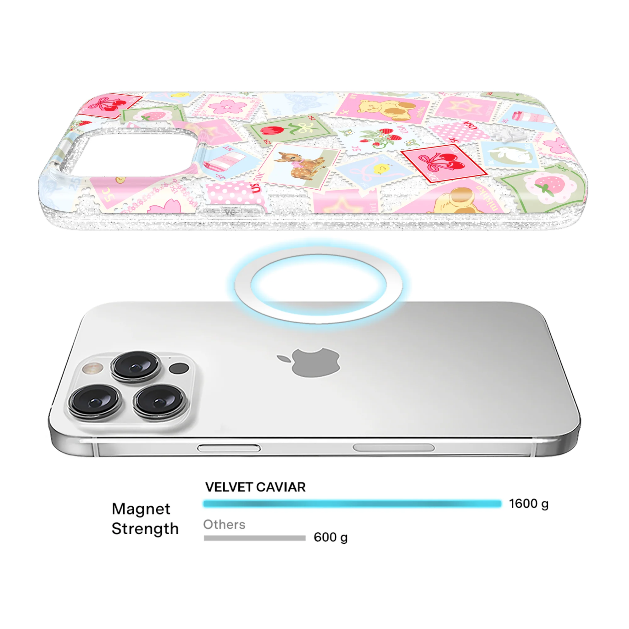 Spring Whimsy Stamps Glitter iPhone Case - Image 29