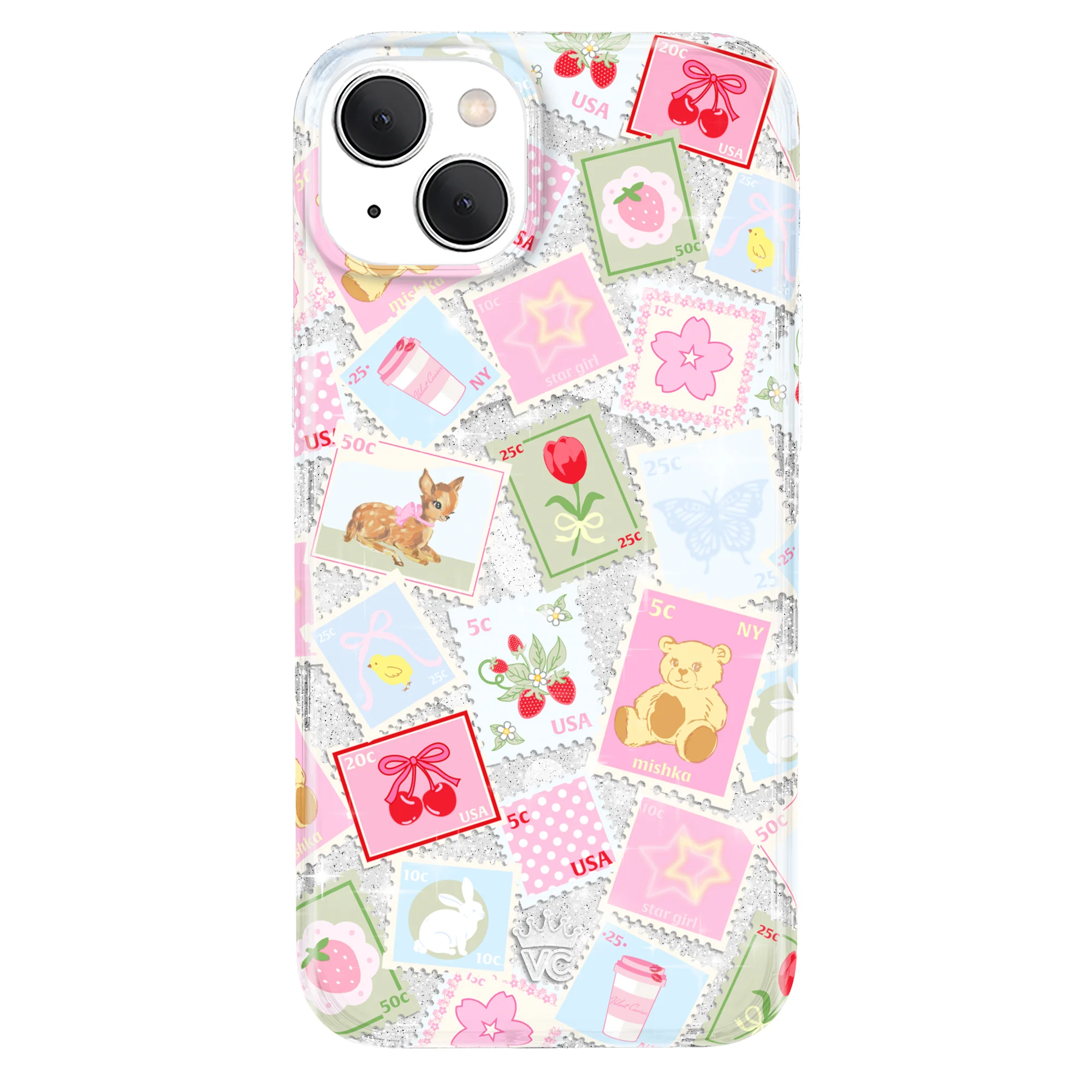 Spring Whimsy Stamps Glitter iPhone Case - Image 36