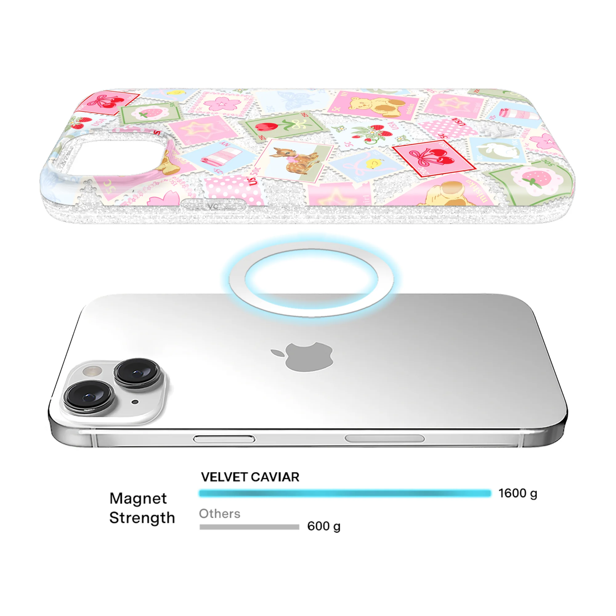 Spring Whimsy Stamps Glitter iPhone Case - Image 39