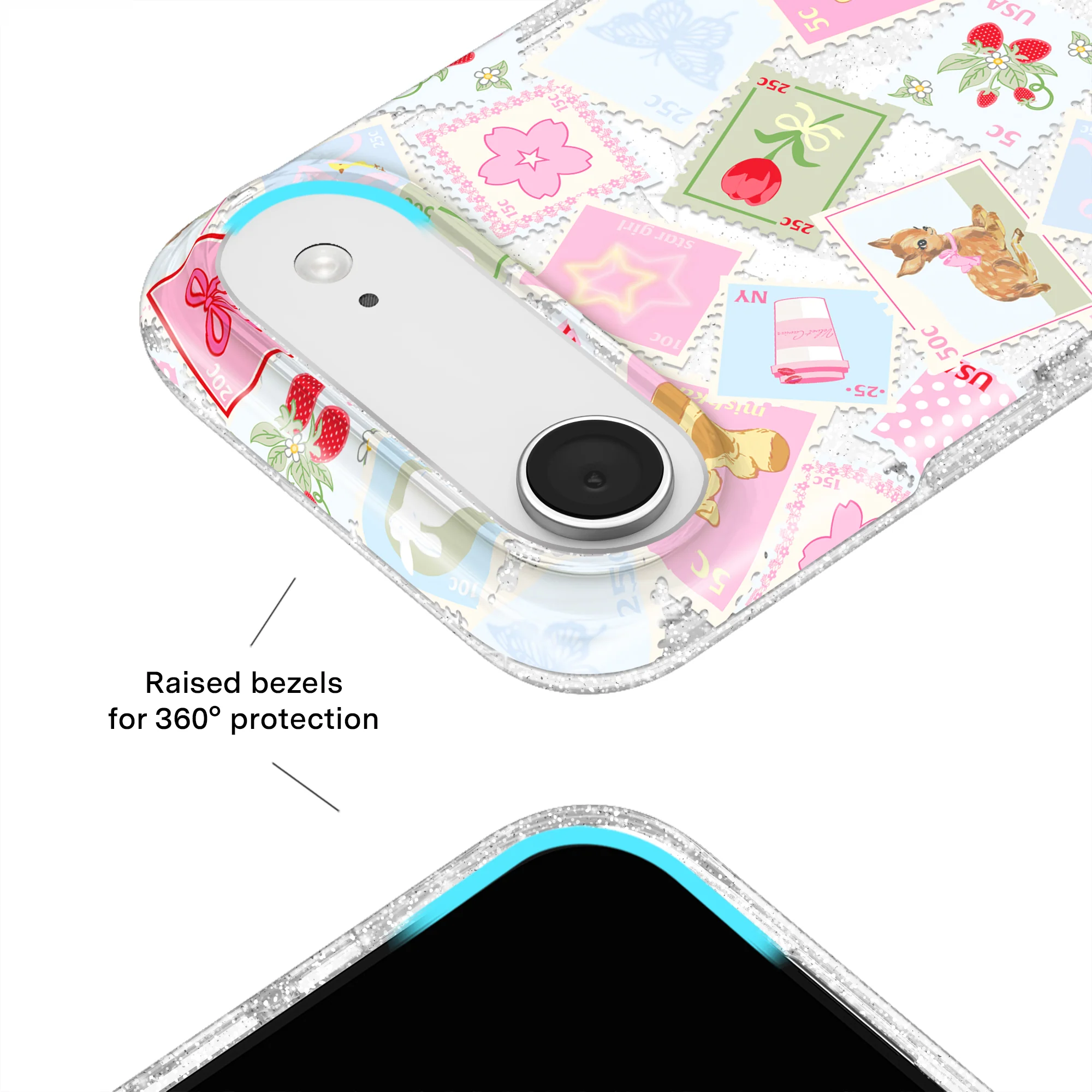 Spring Whimsy Stamps Glitter iPhone Case - Image 43