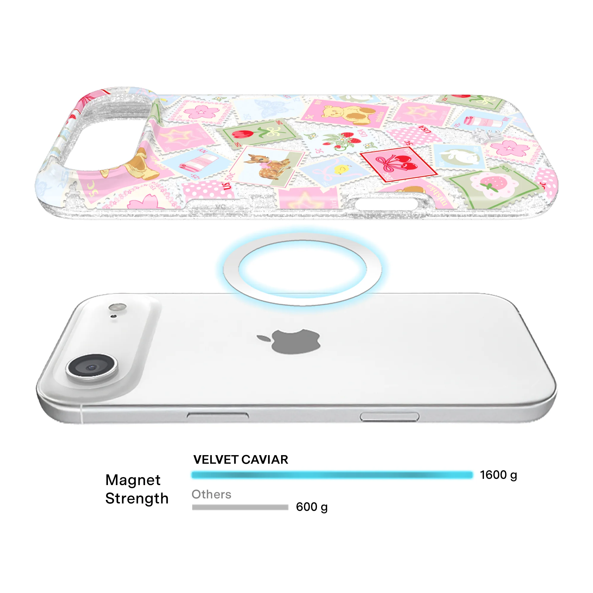 Spring Whimsy Stamps Glitter iPhone Case - Image 44