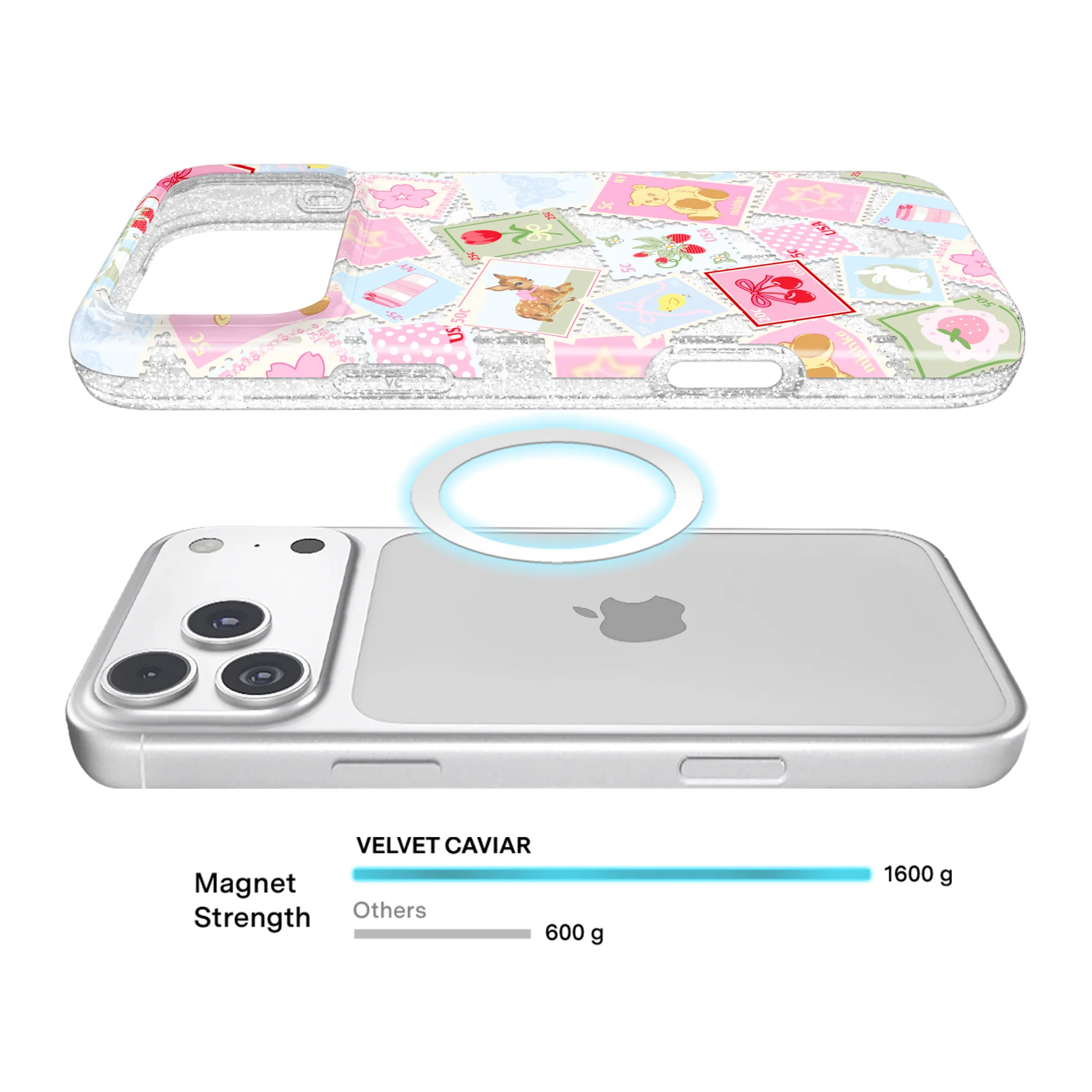 Spring Whimsy Stamps Glitter iPhone Case - Image 49