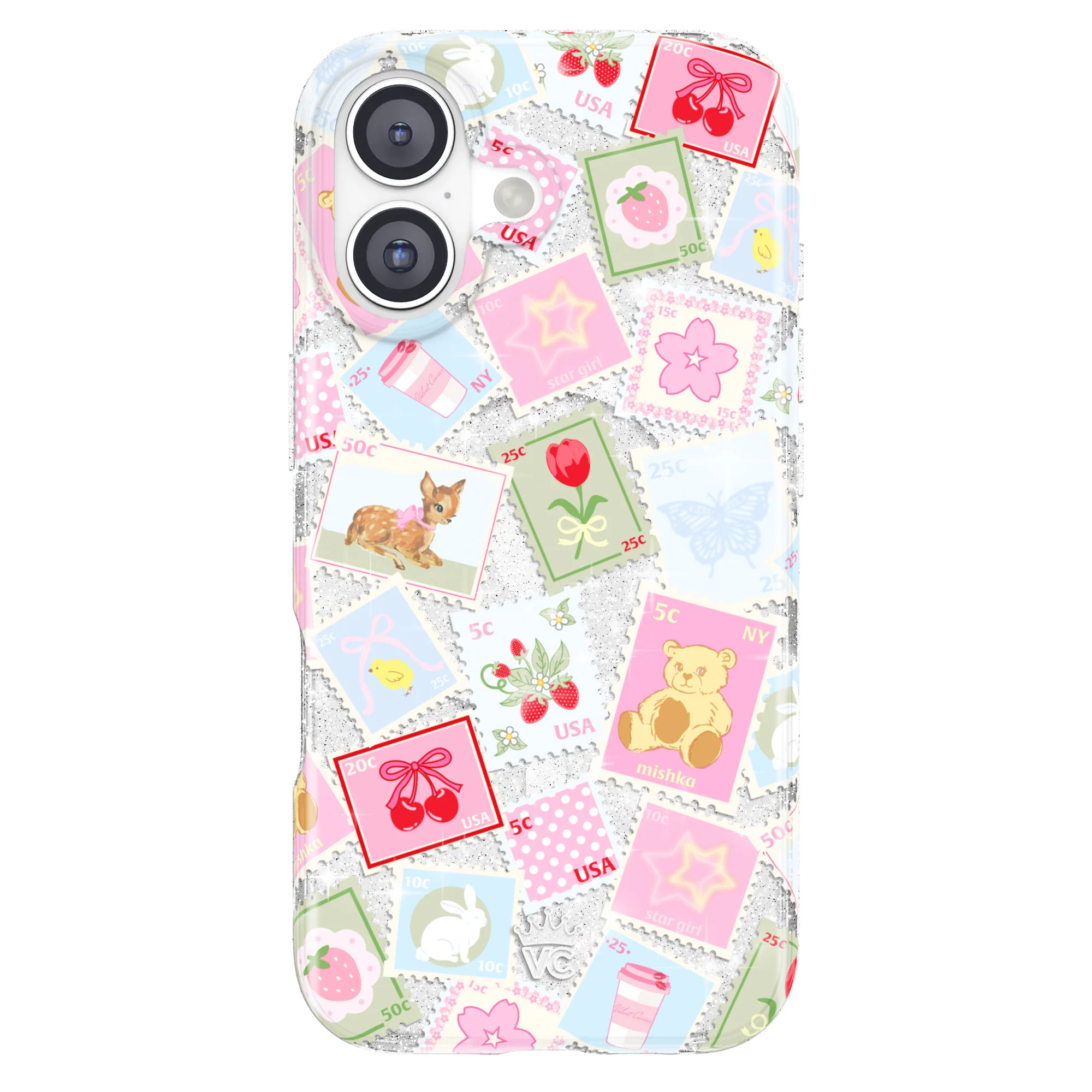 Spring Whimsy Stamps Glitter iPhone Case - Image 56