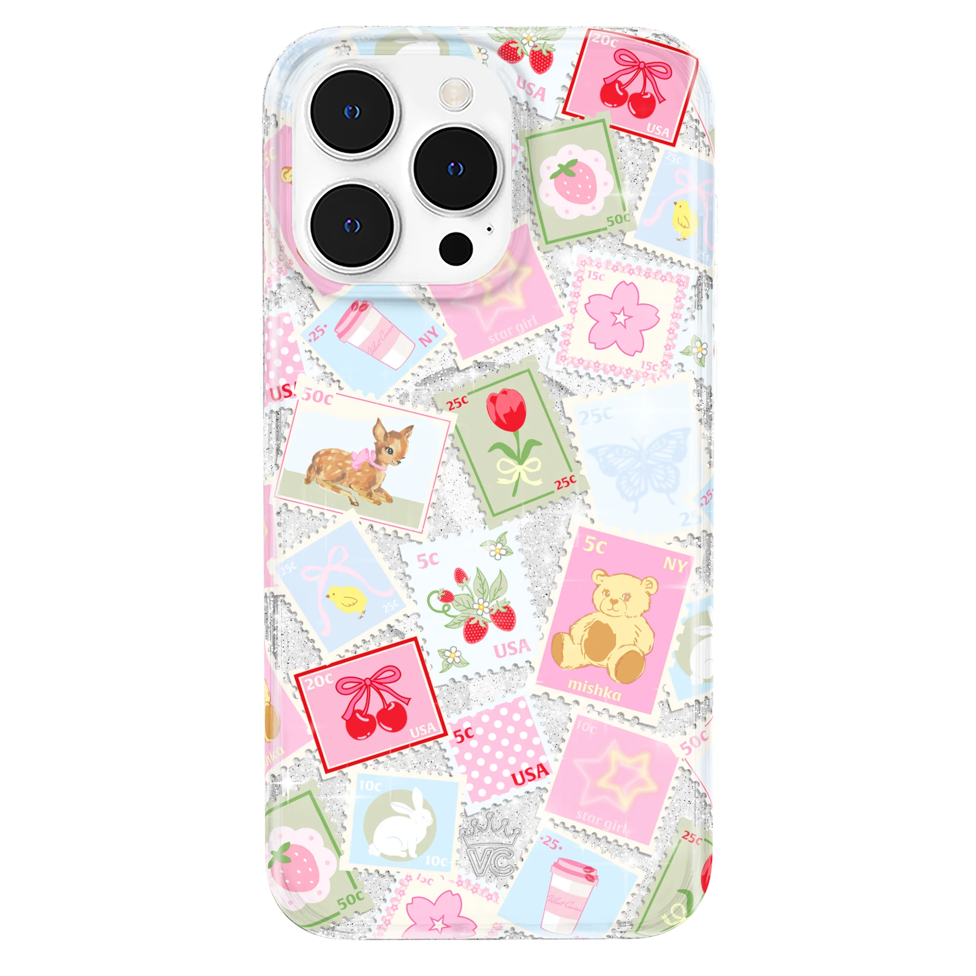 Spring Whimsy Stamps Glitter iPhone Case - Image 6