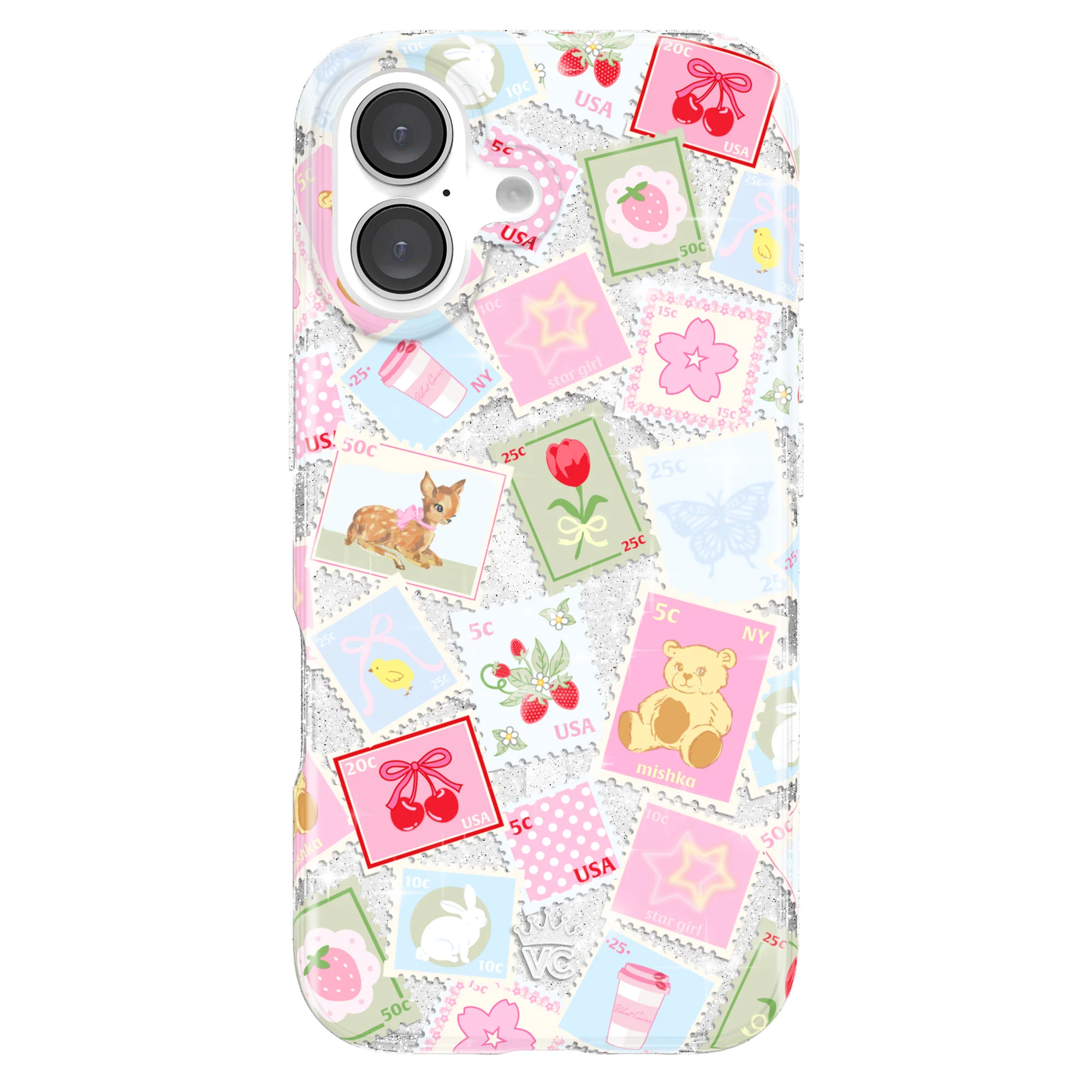 Spring Whimsy Stamps Glitter iPhone Case - Image 61