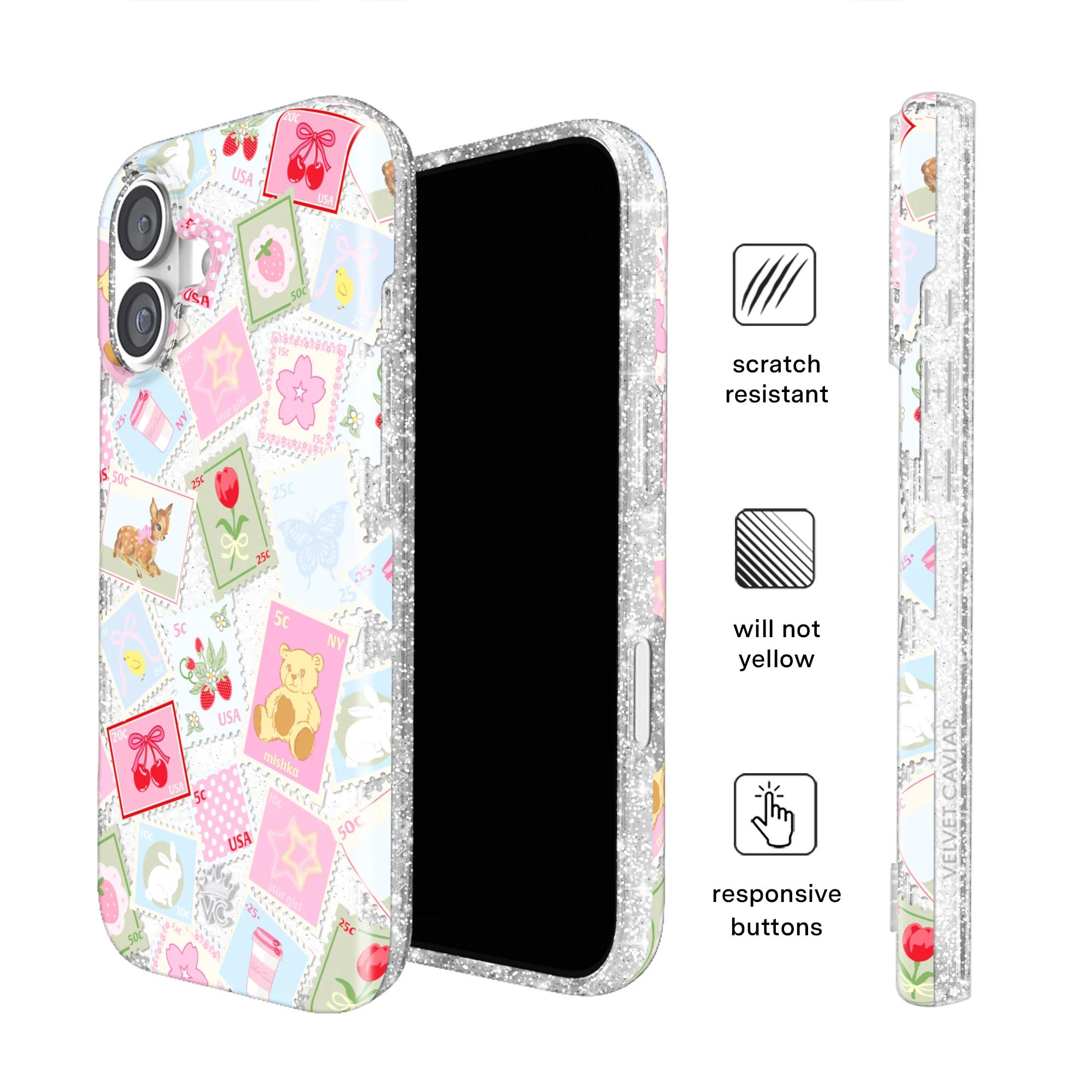 Spring Whimsy Stamps Glitter iPhone Case - Image 65