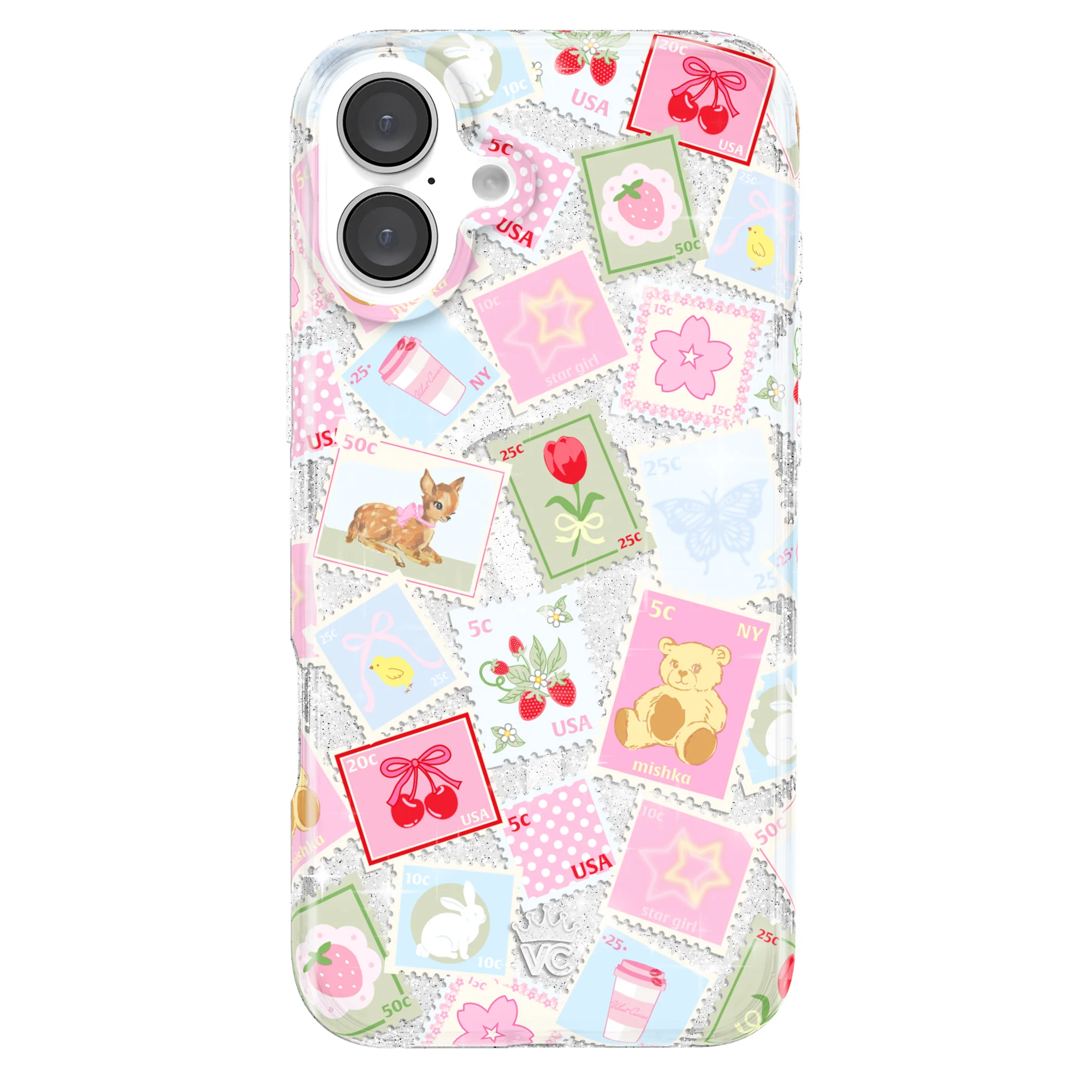 Spring Whimsy Stamps Glitter iPhone Case - Image 76