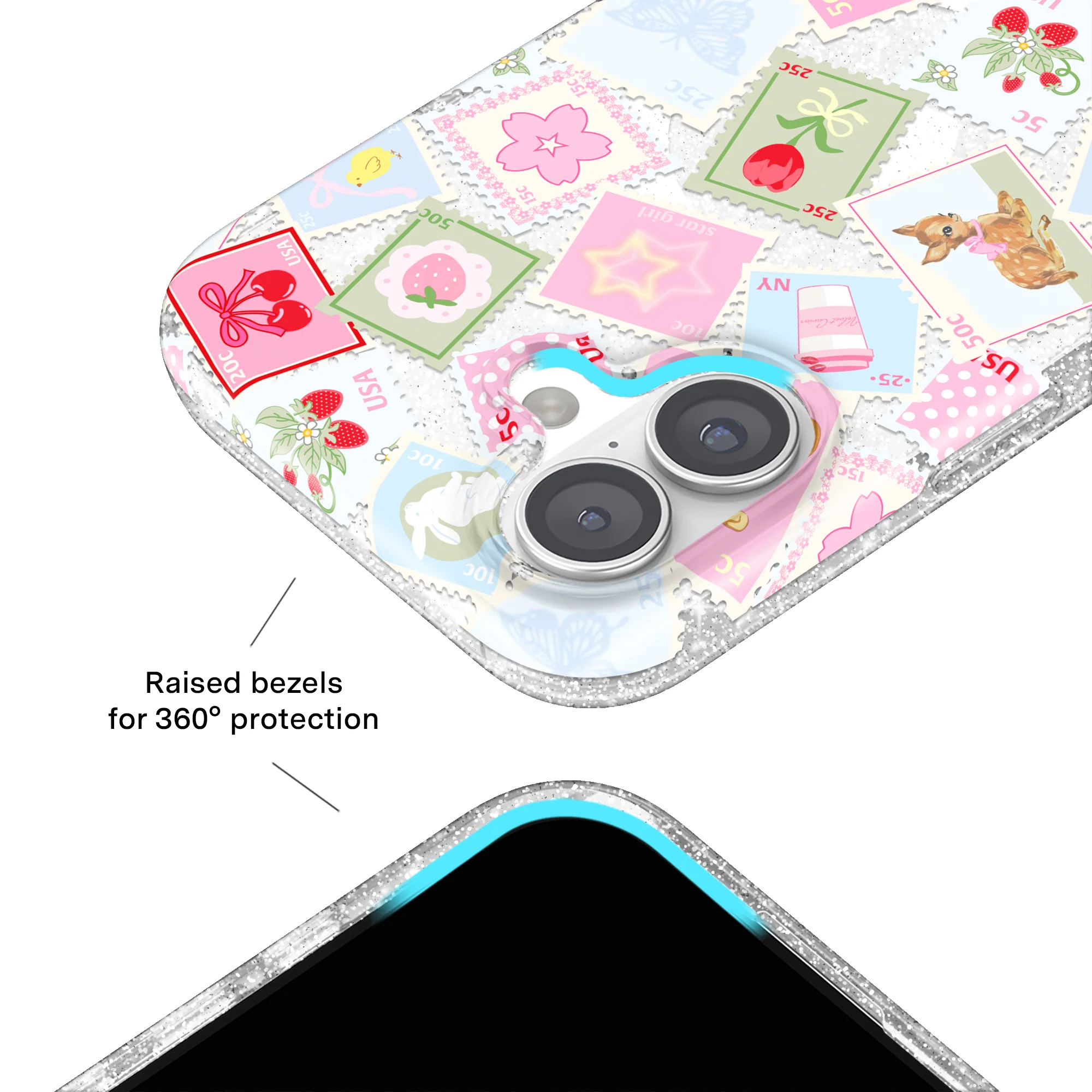 Spring Whimsy Stamps Glitter iPhone Case - Image 78