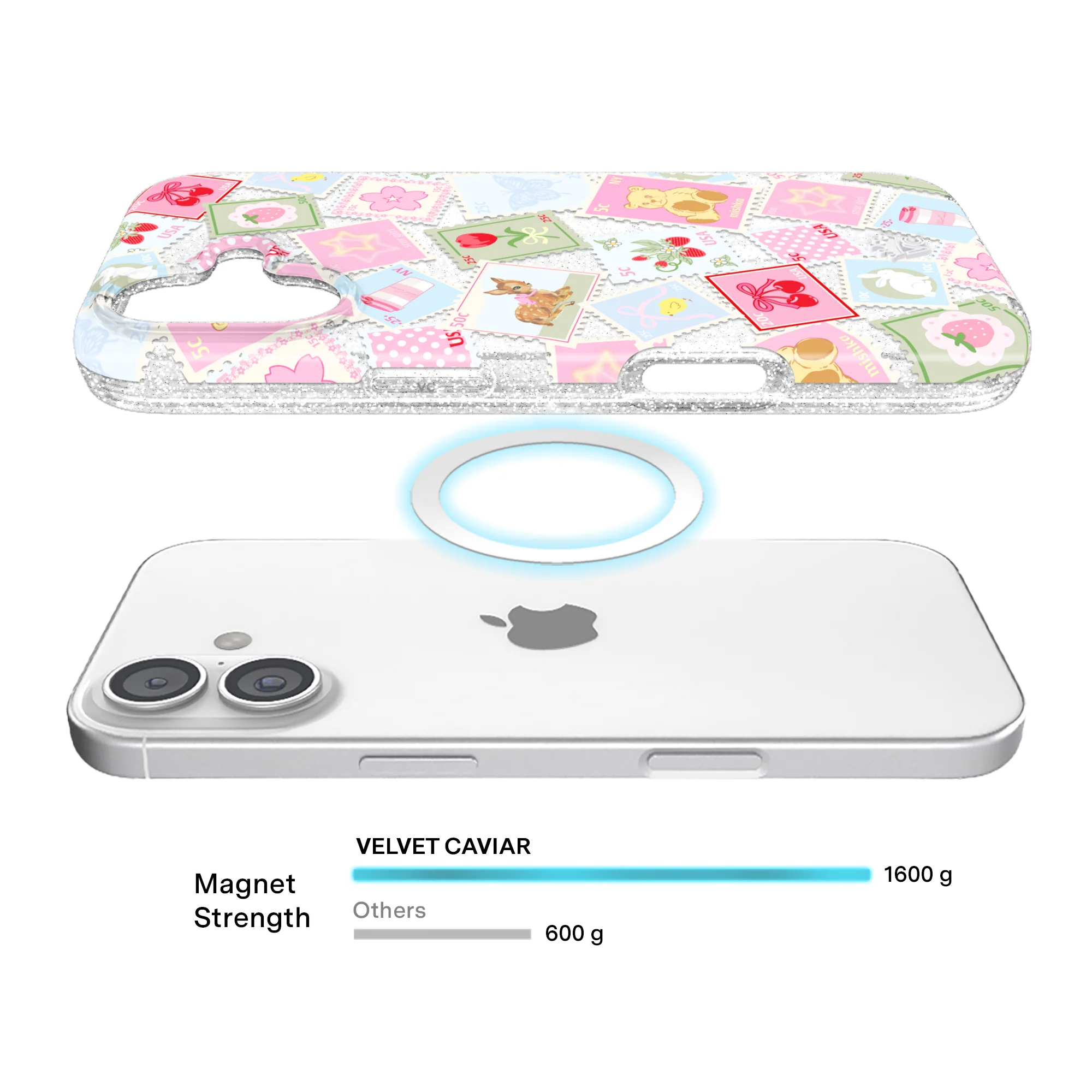 Spring Whimsy Stamps Glitter iPhone Case - Image 79