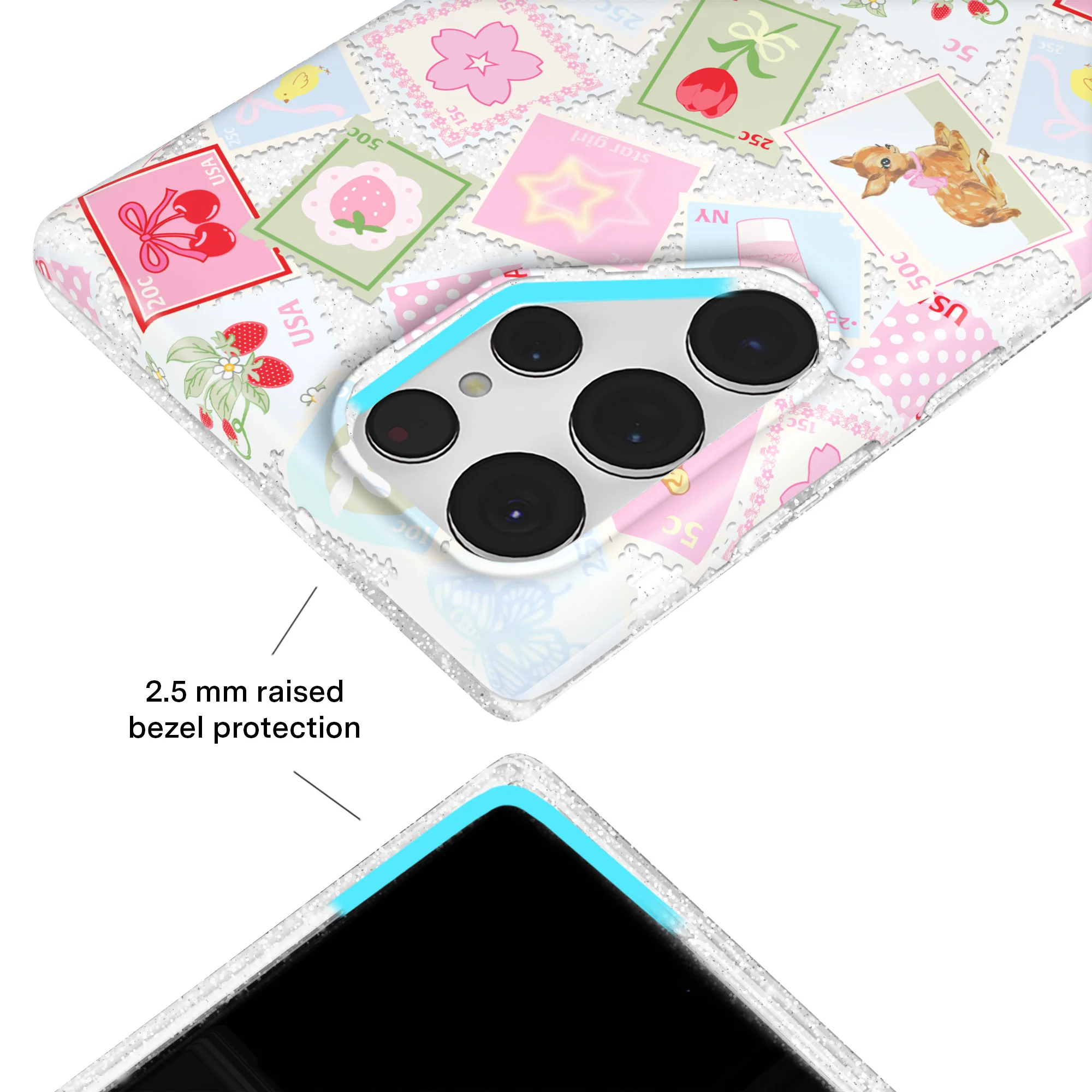 Spring Whimsy Stamps Glitter Samsung Case - Image 12