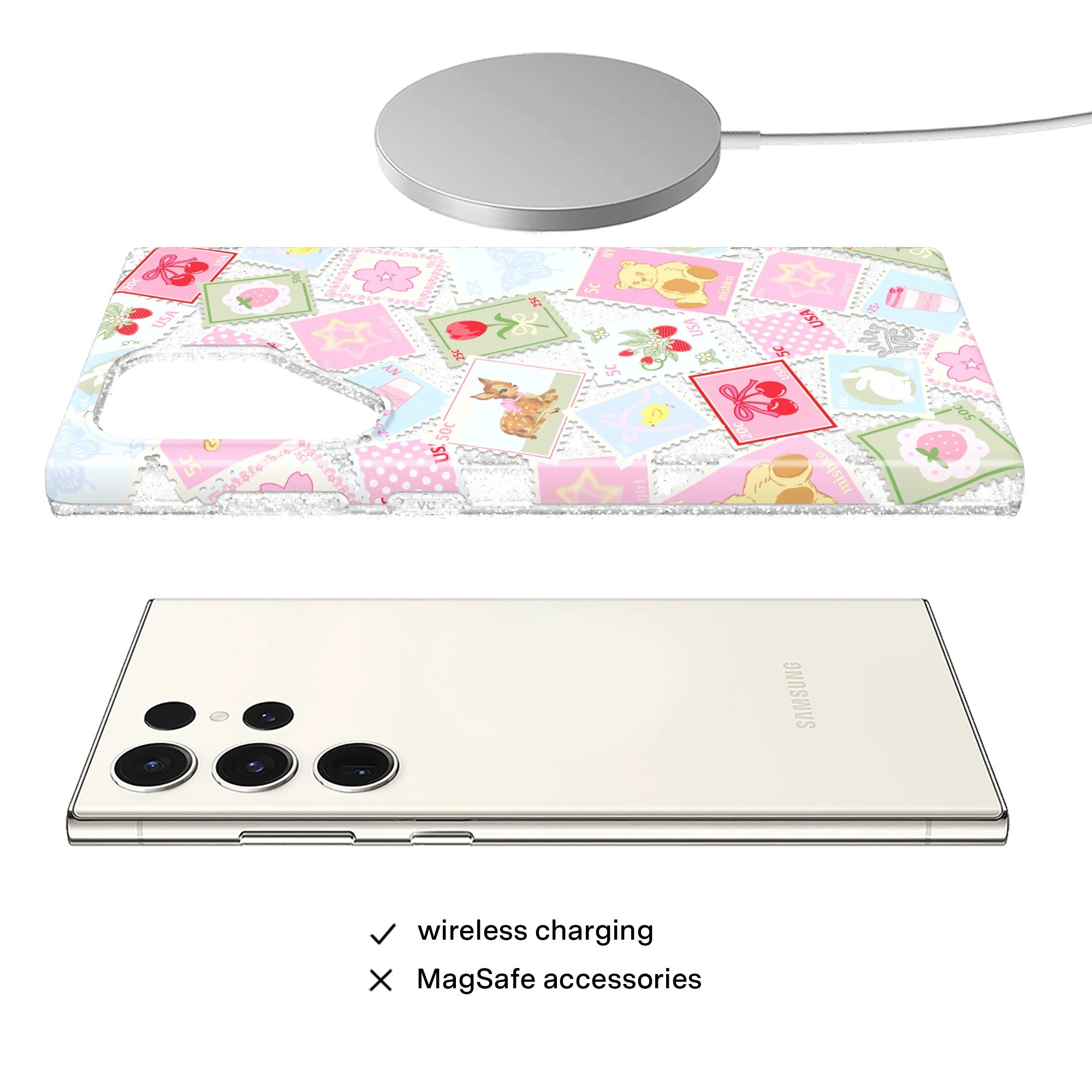 Spring Whimsy Stamps Glitter Samsung Case - Image 13