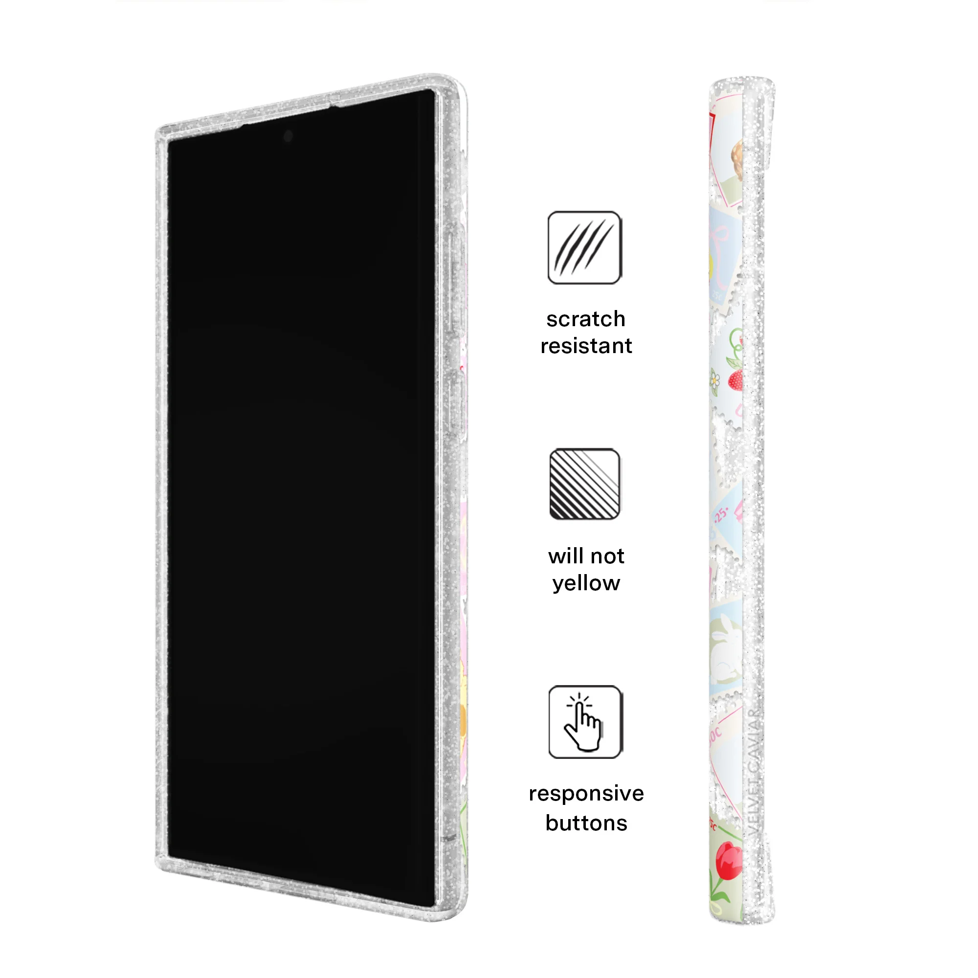 Spring Whimsy Stamps Glitter Samsung Case - Image 15