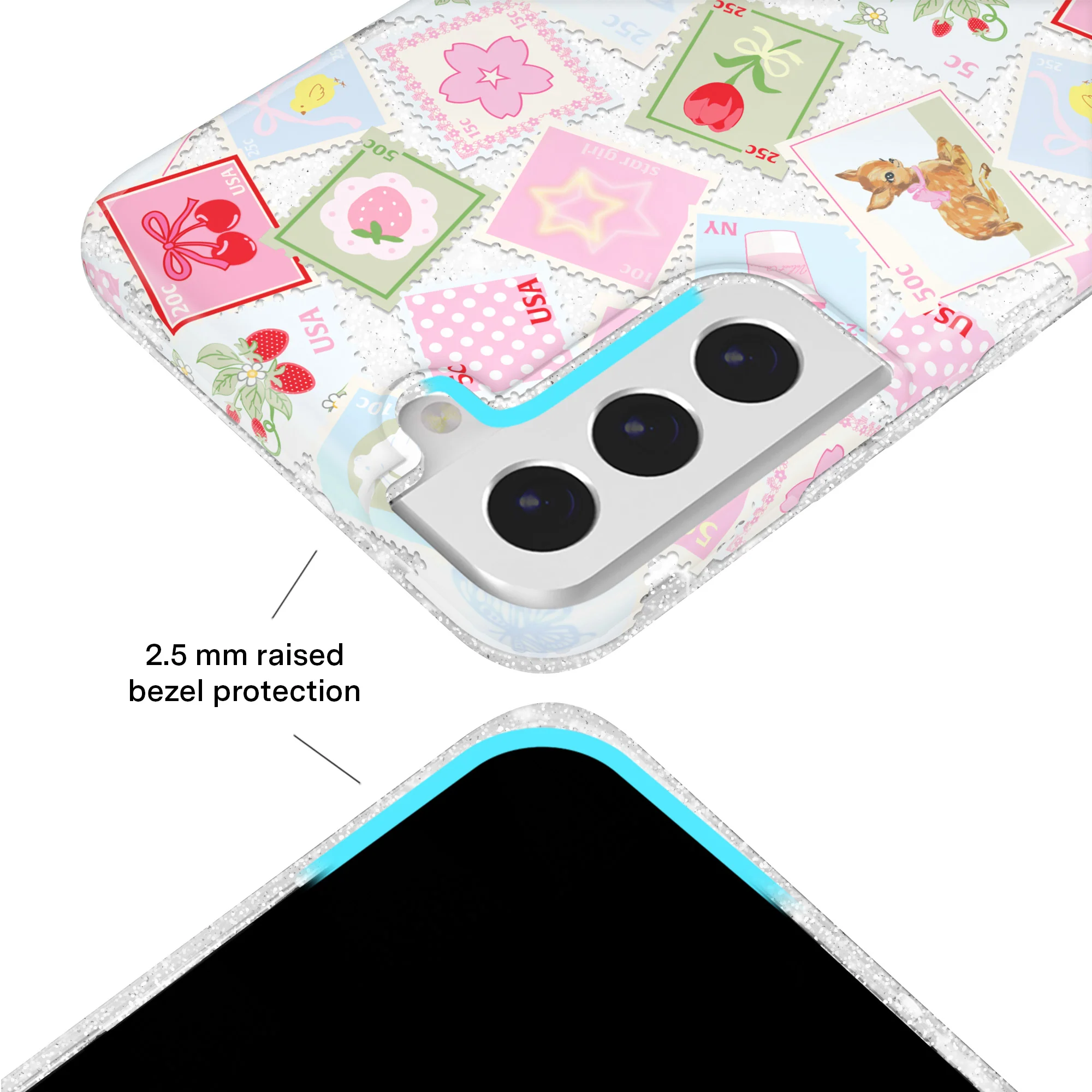 Spring Whimsy Stamps Glitter Samsung Case - Image 2