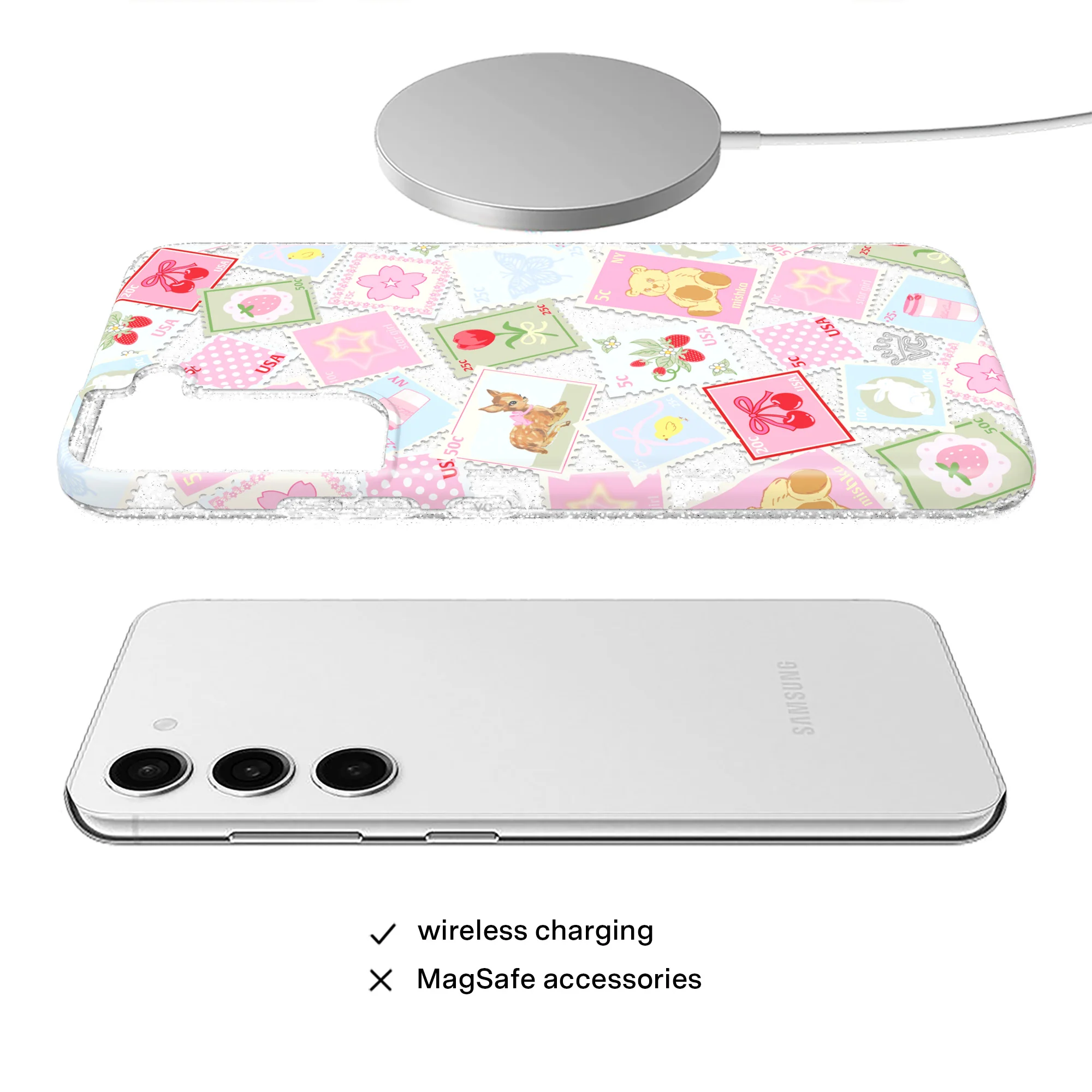 Spring Whimsy Stamps Glitter Samsung Case - Image 3