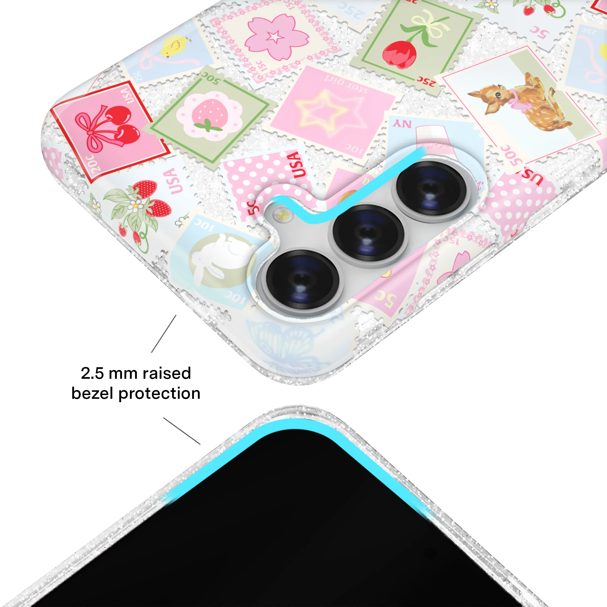 Spring Whimsy Stamps Glitter Samsung Case - Image 32