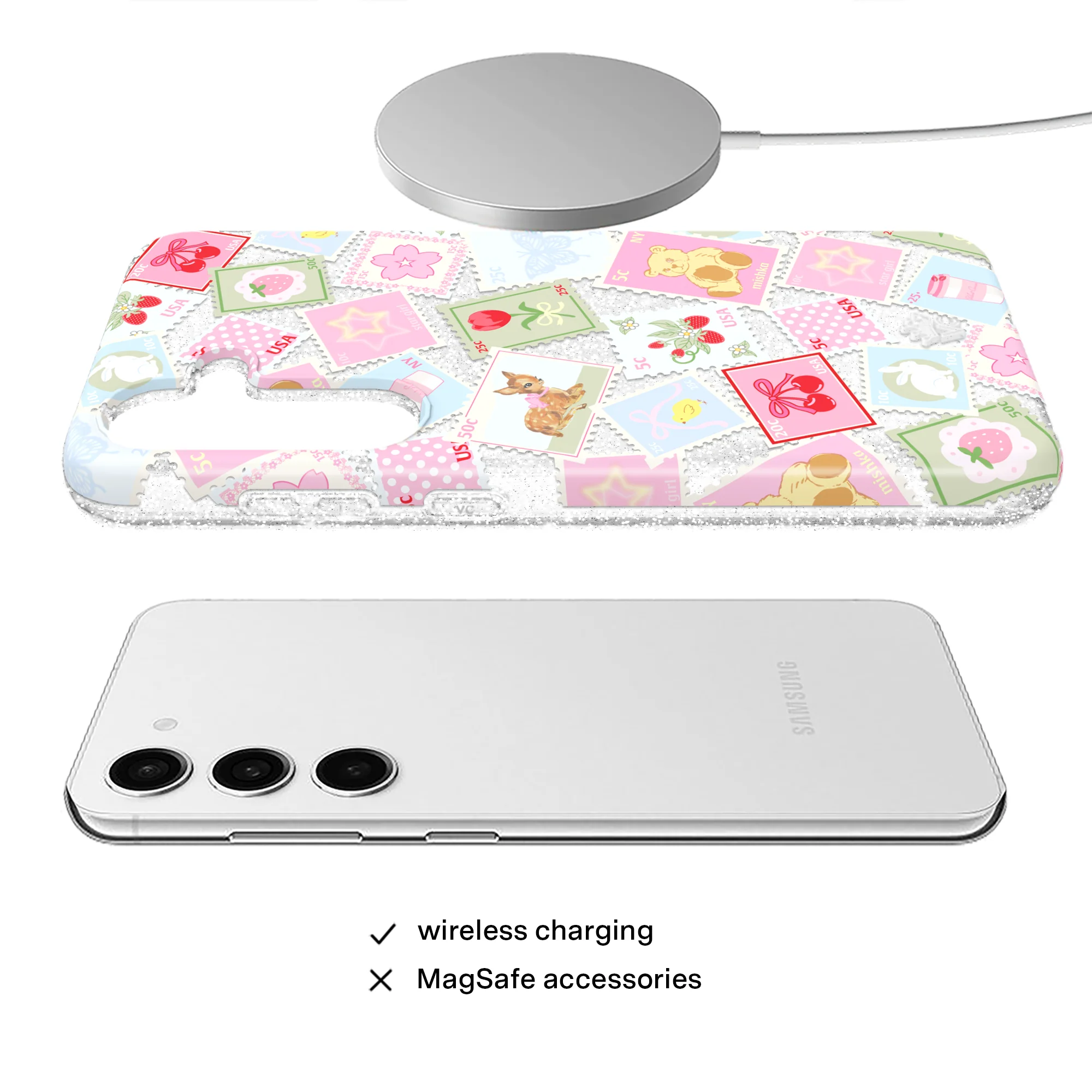 Spring Whimsy Stamps Glitter Samsung Case - Image 38