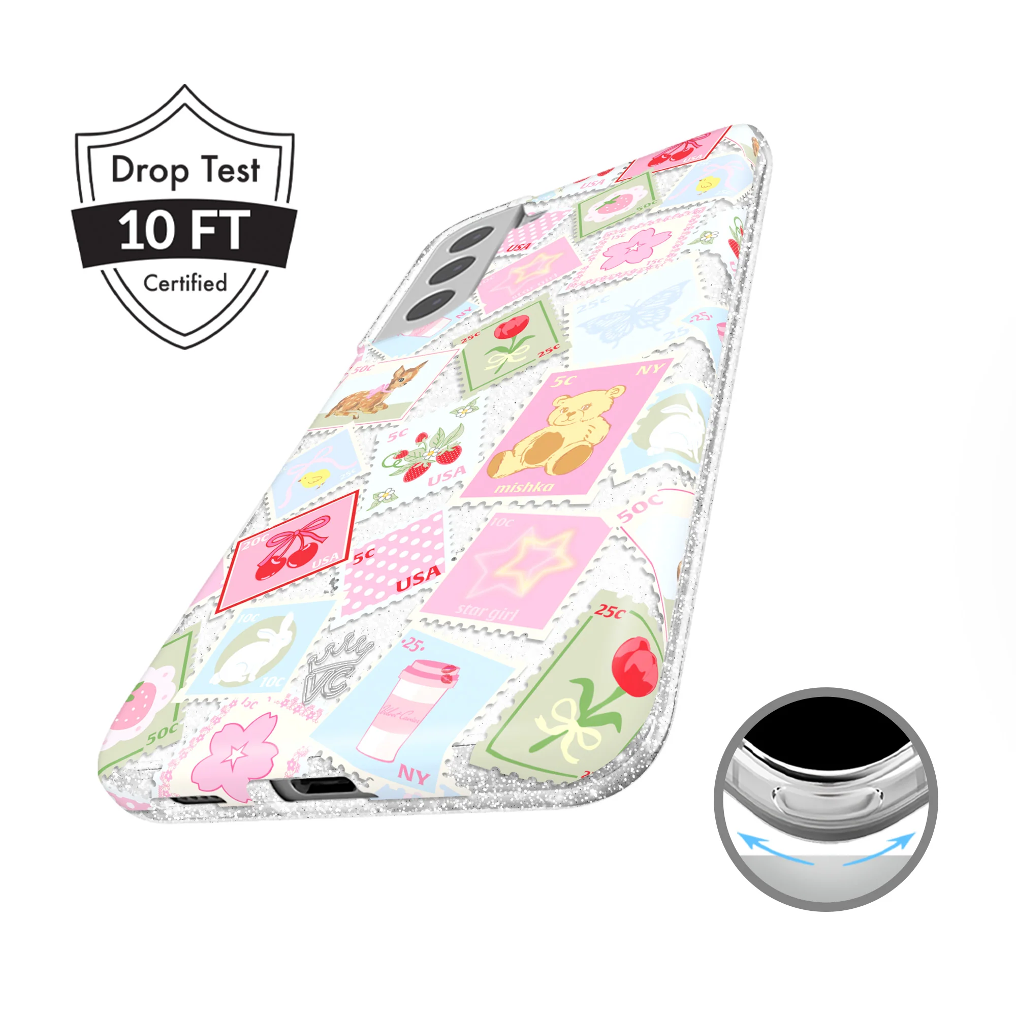 Spring Whimsy Stamps Glitter Samsung Case - Image 4