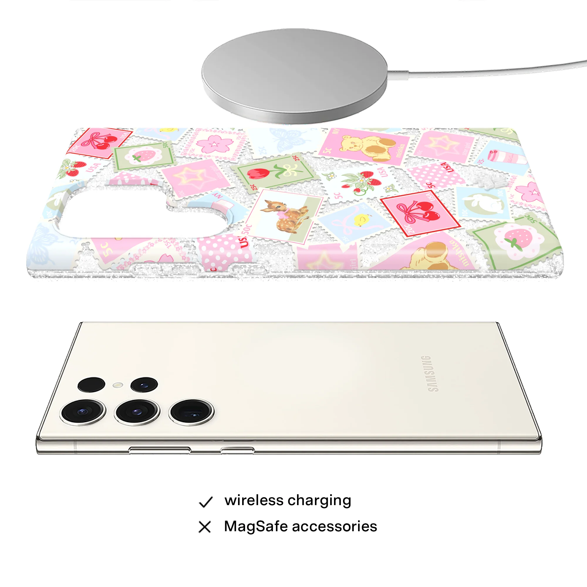 Spring Whimsy Stamps Glitter Samsung Case - Image 43