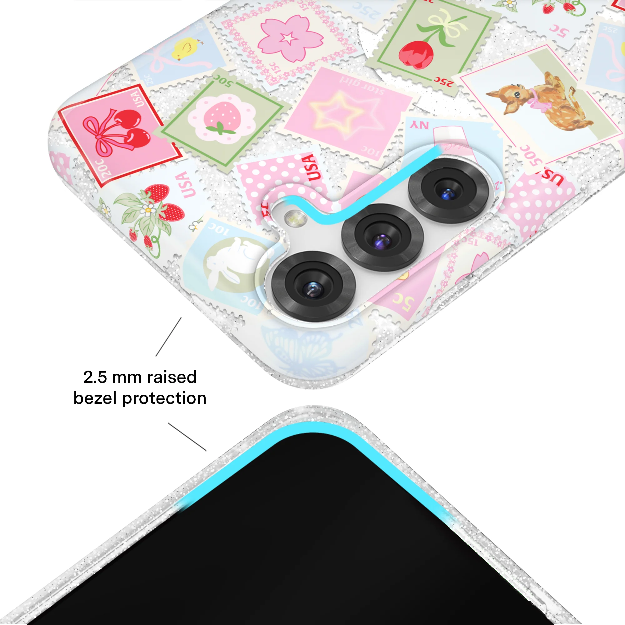 Spring Whimsy Stamps Glitter Samsung Case - Image 47