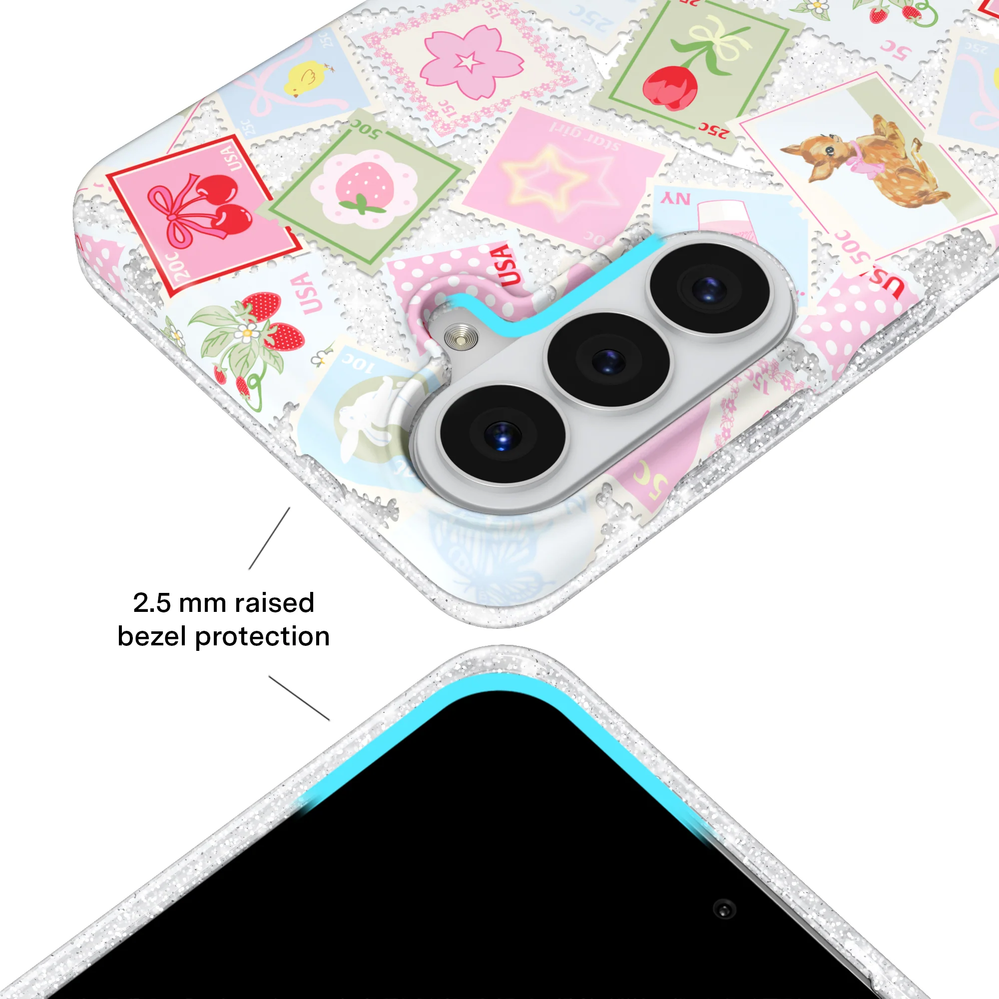 Spring Whimsy Stamps Glitter Samsung Case - Image 62