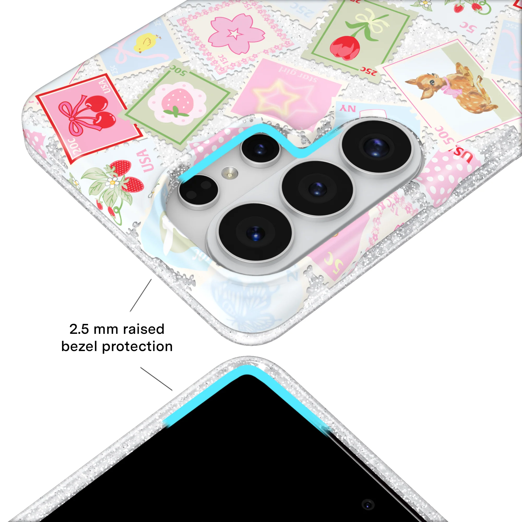 Spring Whimsy Stamps Glitter Samsung Case - Image 72