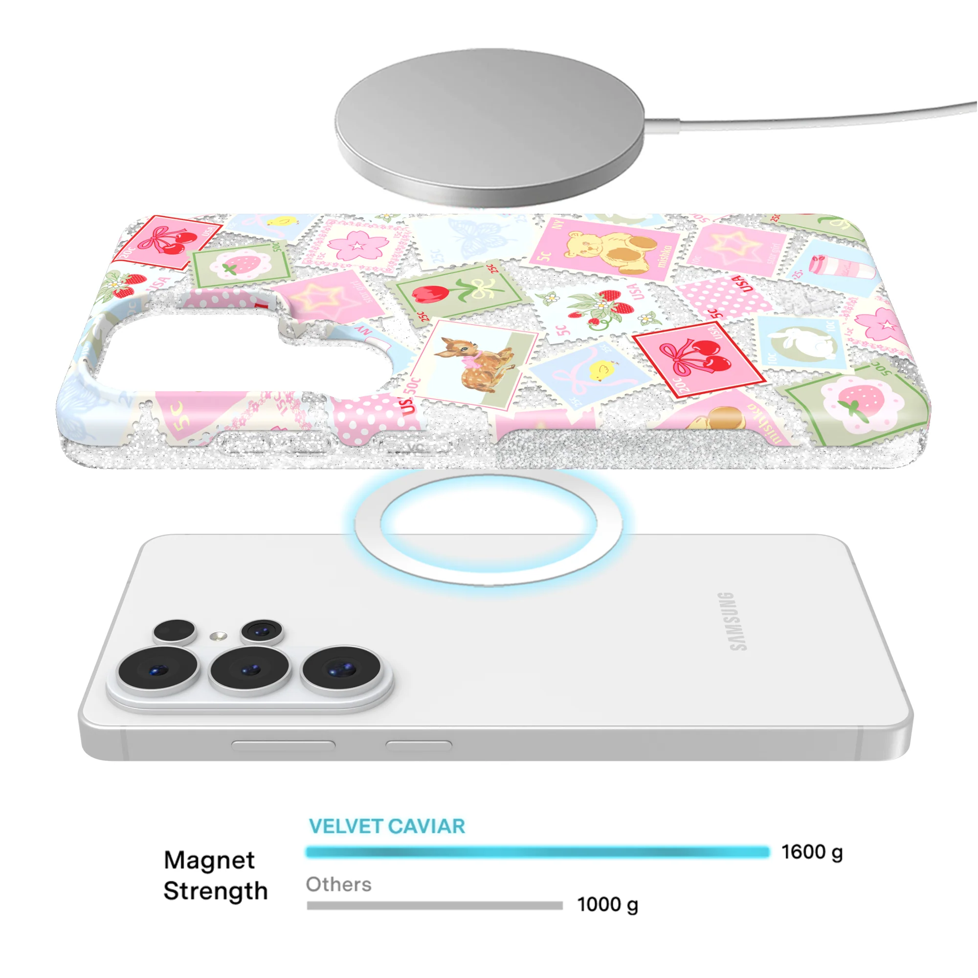 Spring Whimsy Stamps Glitter Samsung Case - Image 73