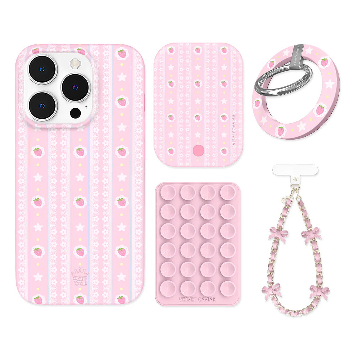 Strawberry Macaron iPhone Bundle Set - Grip - Image 11